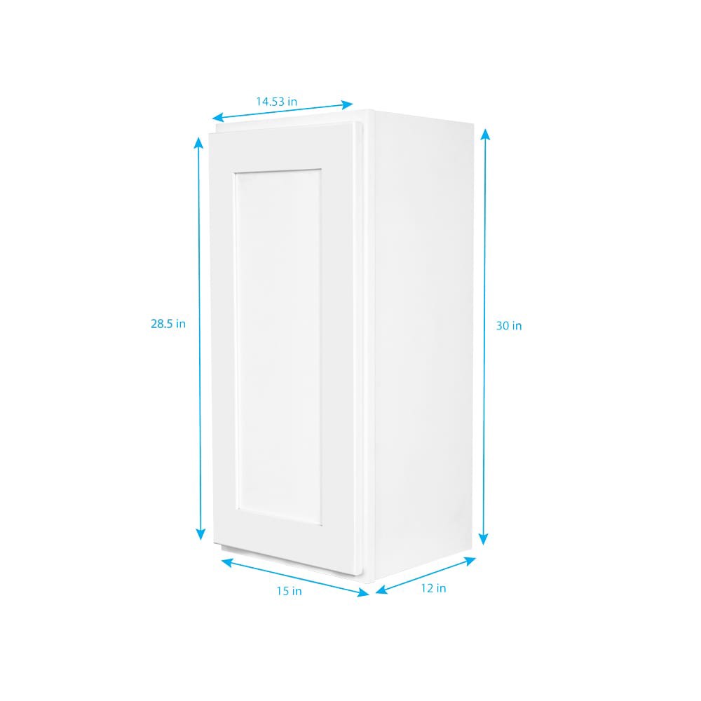 slide 5 of 6, RELIABILT Fairplay 15-in W x 30-in H x 12-in D White Wall Ready to assemble (RTA) Plywood Cabinet Recessed Panel Shaker, 1 ct