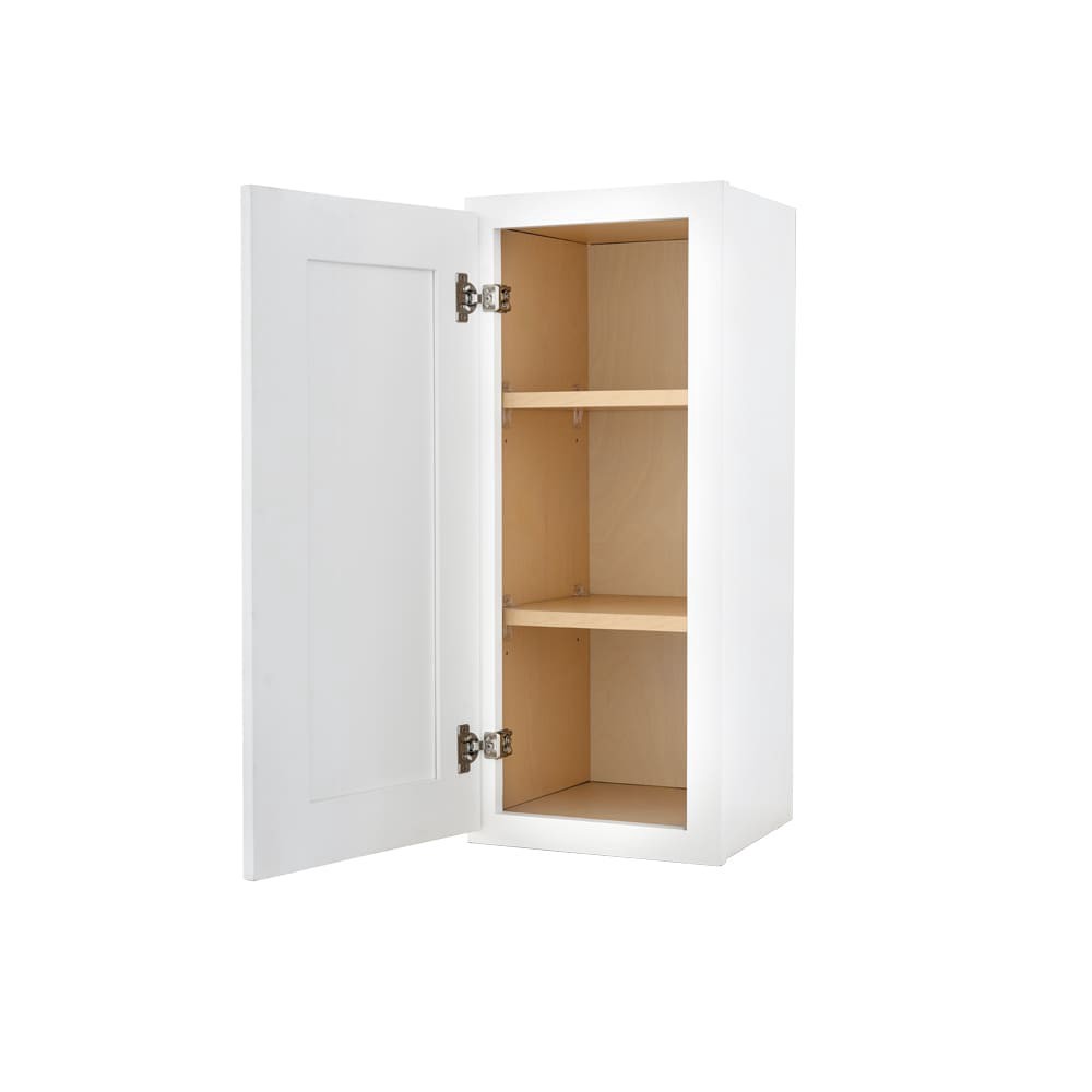 slide 6 of 6, RELIABILT Fairplay 15-in W x 30-in H x 12-in D White Wall Ready to assemble (RTA) Plywood Cabinet Recessed Panel Shaker, 1 ct