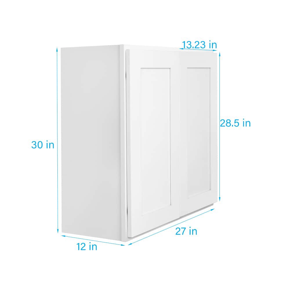 slide 5 of 6, RELIABILT Fairplay 27-in W x 30-in H x 12-in D White Wall Ready to assemble (RTA) Plywood Cabinet Recessed Panel Shaker, 1 ct