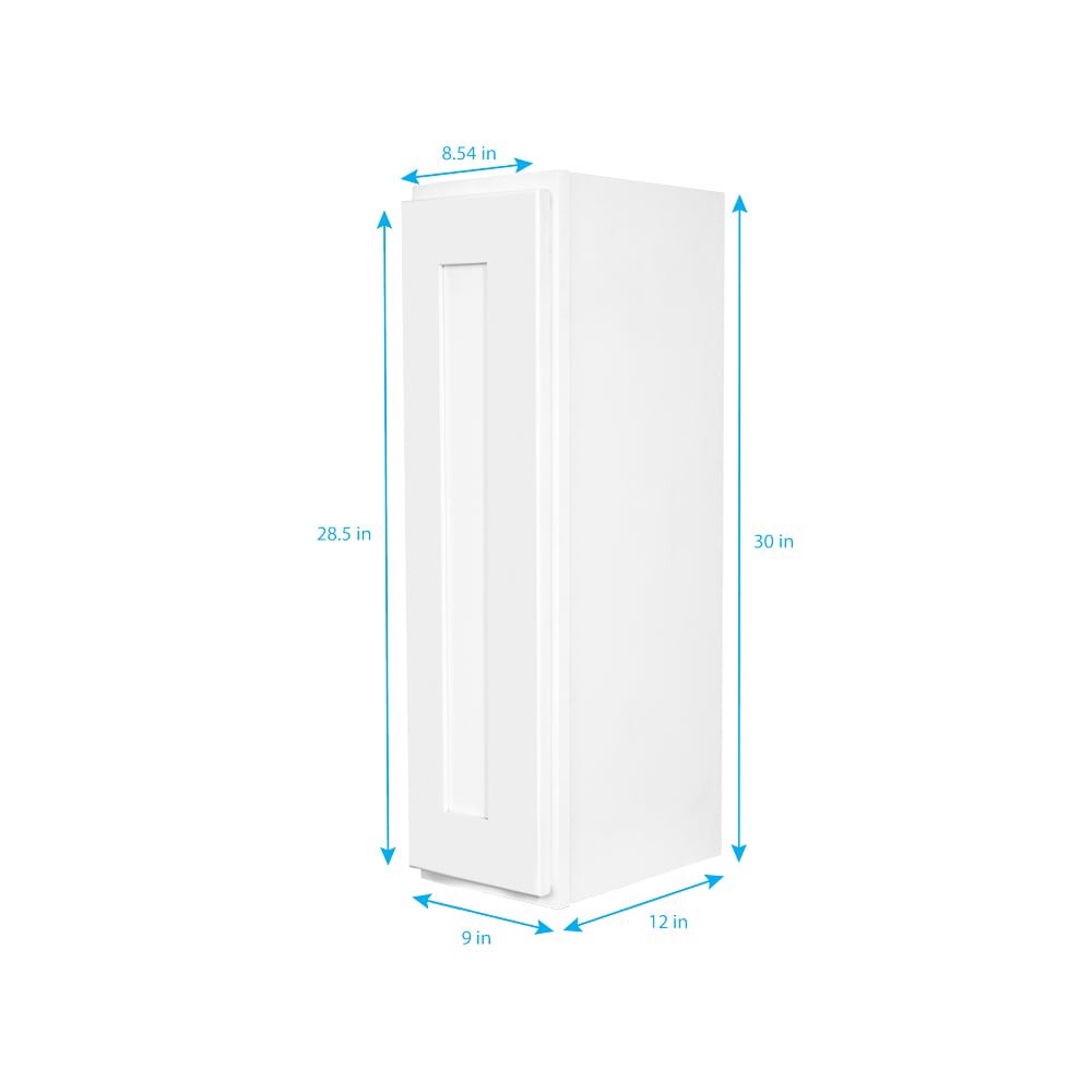 slide 5 of 6, RELIABILT Fairplay 9-in W x 30-in H x 12-in D White Wall Ready to assemble (RTA) Plywood Cabinet Recessed Panel Shaker, 1 ct