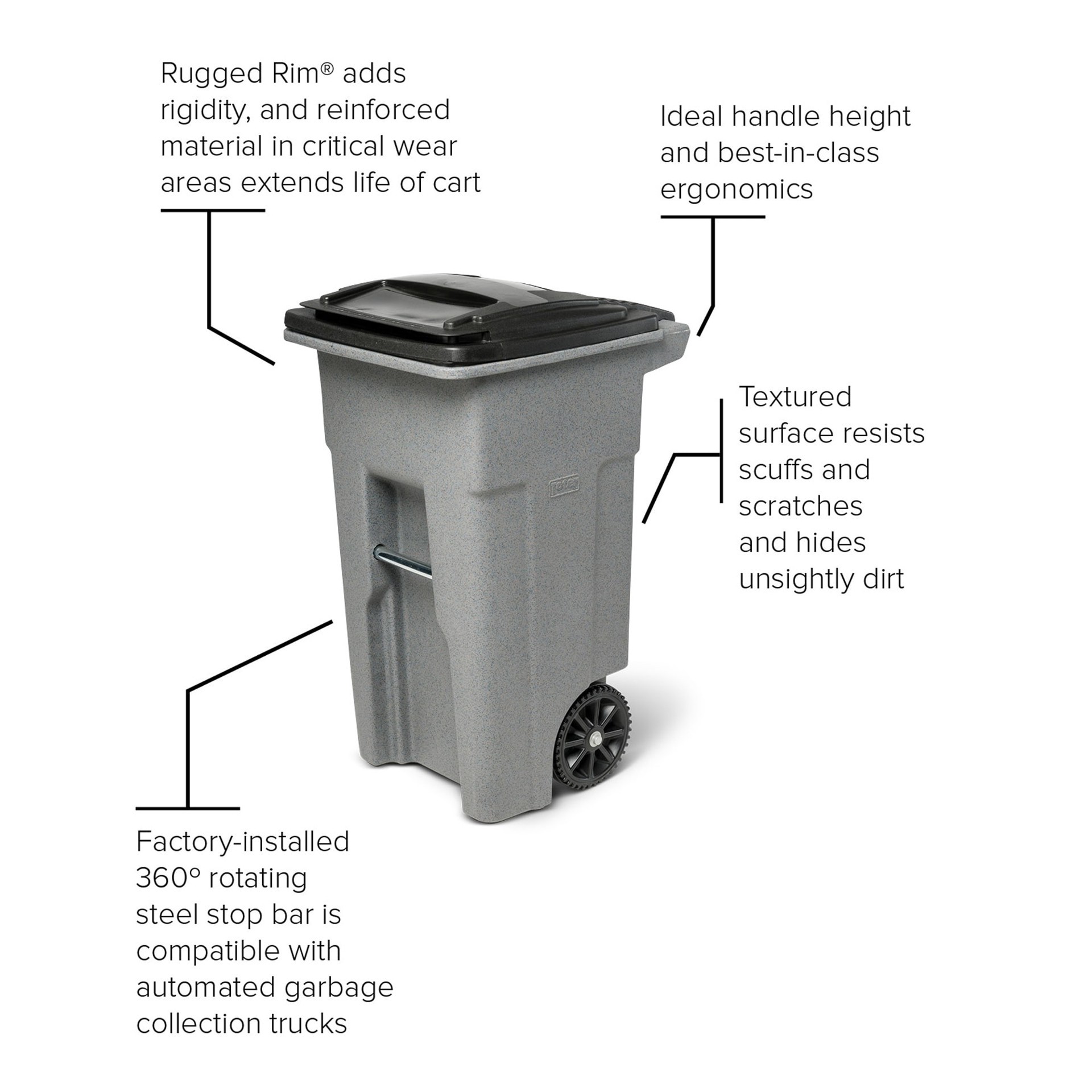 slide 2 of 6, Toter 32 Gallon Black Plastic Wheeled Indoor/Outdoor Hinged Lid Trash Can, 1 ct