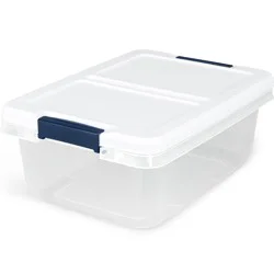 Project Source Small 3.75 -Gallons ( 15 -Quarts ) Clear/White Stackable Tote with Latching Lid