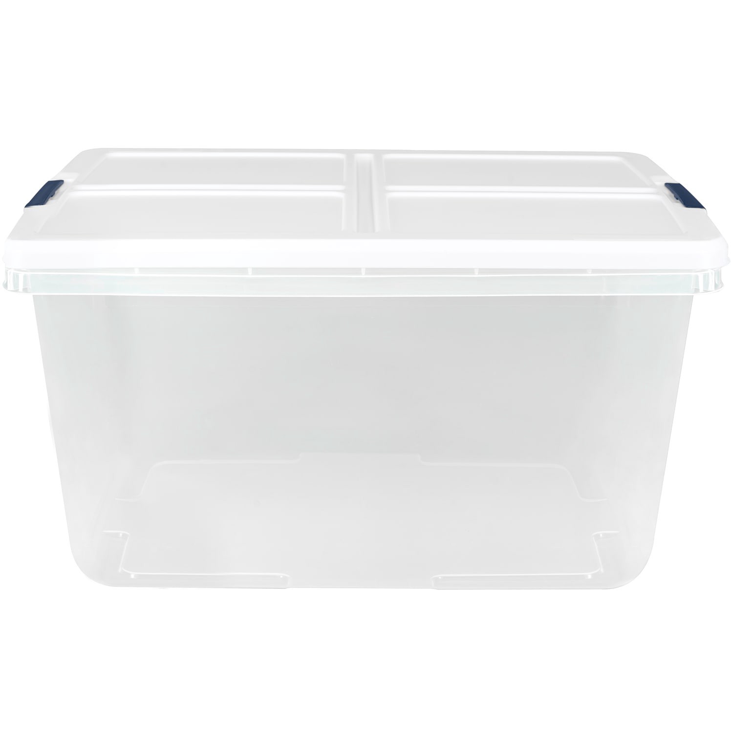 slide 3 of 6, Project Source Medium 16.5 -Gallons ( 66 -Quarts ) Clear/White Stackable Tote with Latching Lid, 1 ct