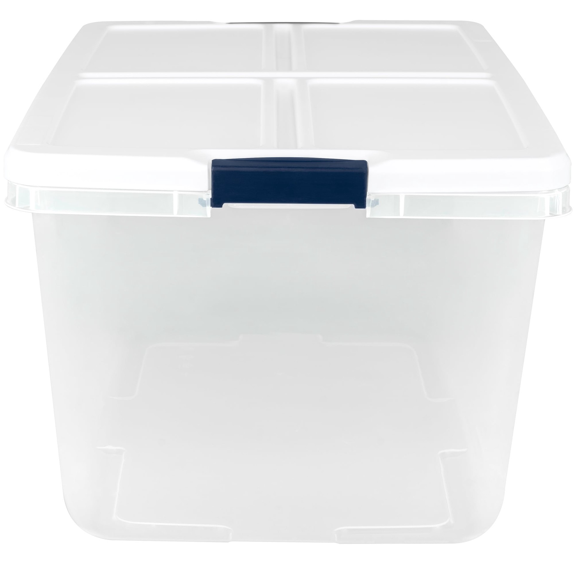 slide 6 of 6, Project Source Medium 16.5 -Gallons ( 66 -Quarts ) Clear/White Stackable Tote with Latching Lid, 1 ct