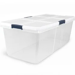 Project Source X-large 25 -Gallons ( 100 -Quarts ) Clear/White Stackable Tote with Latching Lid