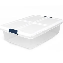 Project Source Medium 8.5 -Gallons ( 34 -Quarts ) Clear/White Stackable Tote with Latching Lid
