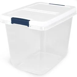 Project Source Medium 7.25 -Gallons ( 29 -Quarts ) Clear/White Stackable Tote with Latching Lid