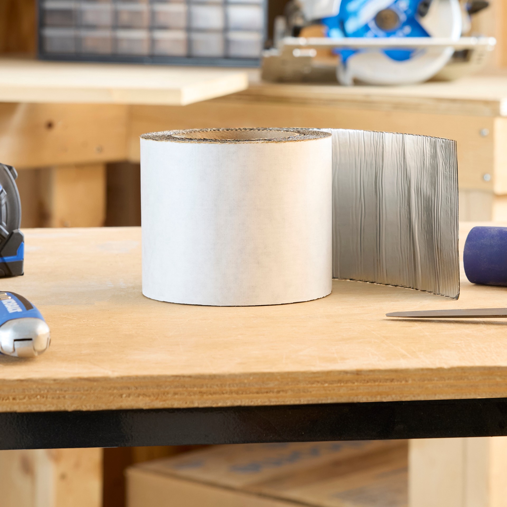 slide 5 of 6, RELIABILT Self-Adhesive 4-in x 33-ft Silver Rubberized asphalt Self-adhesive roll flashing, 1 ct