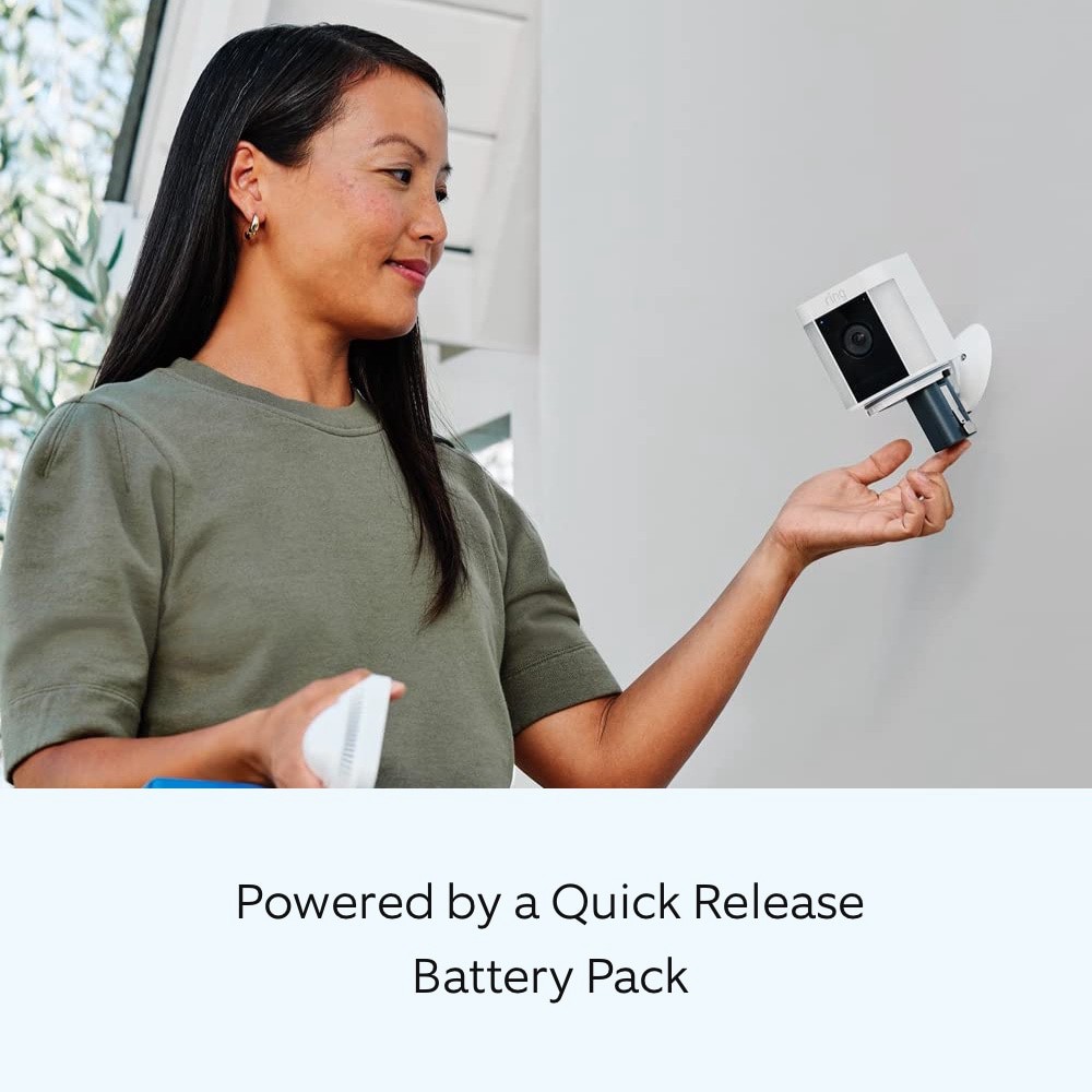 slide 5 of 6, Ring Spotlight Cam Plus, Battery-operated - Smart Security Video Camera with 2 Motion-Activated LED Spotlights, 2-Way Talk, Color Night Vision, White, 1 ct