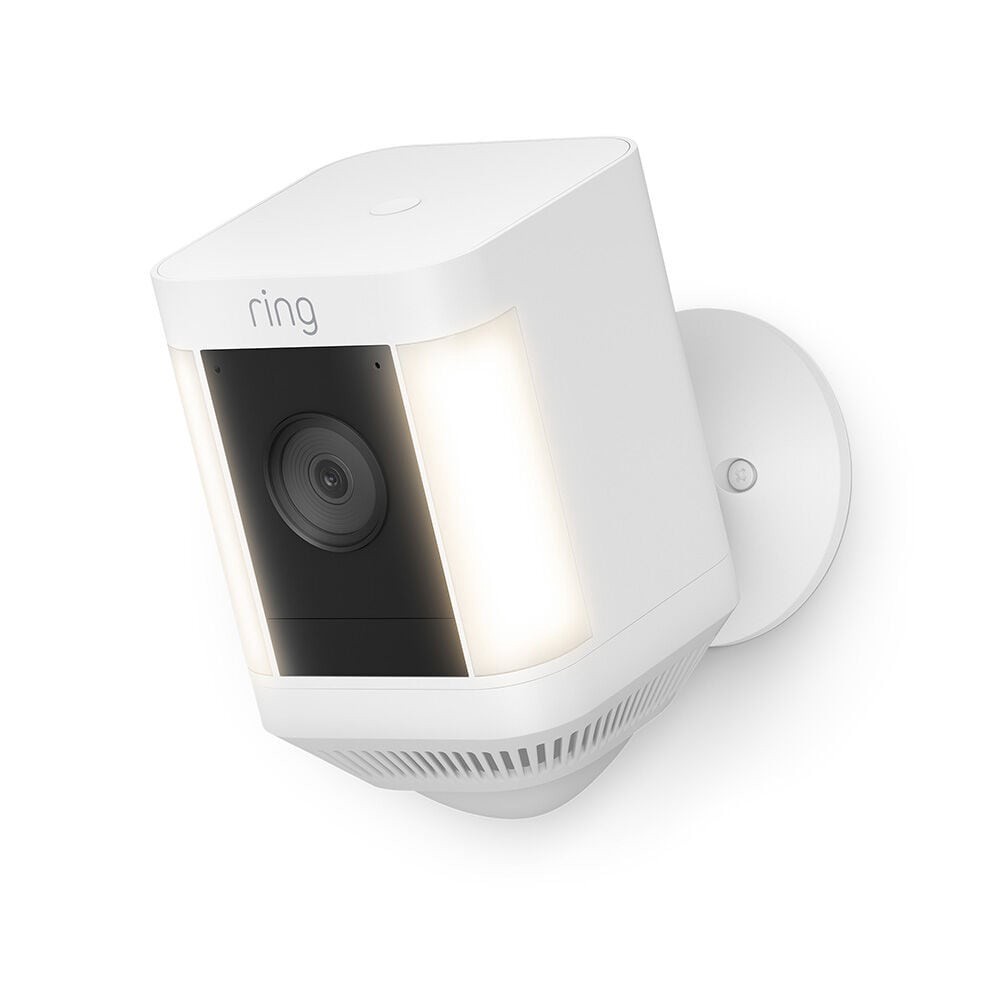 slide 1 of 6, Ring Spotlight Cam Plus, Battery-operated - Smart Security Video Camera with 2 Motion-Activated LED Spotlights, 2-Way Talk, Color Night Vision, White, 1 ct