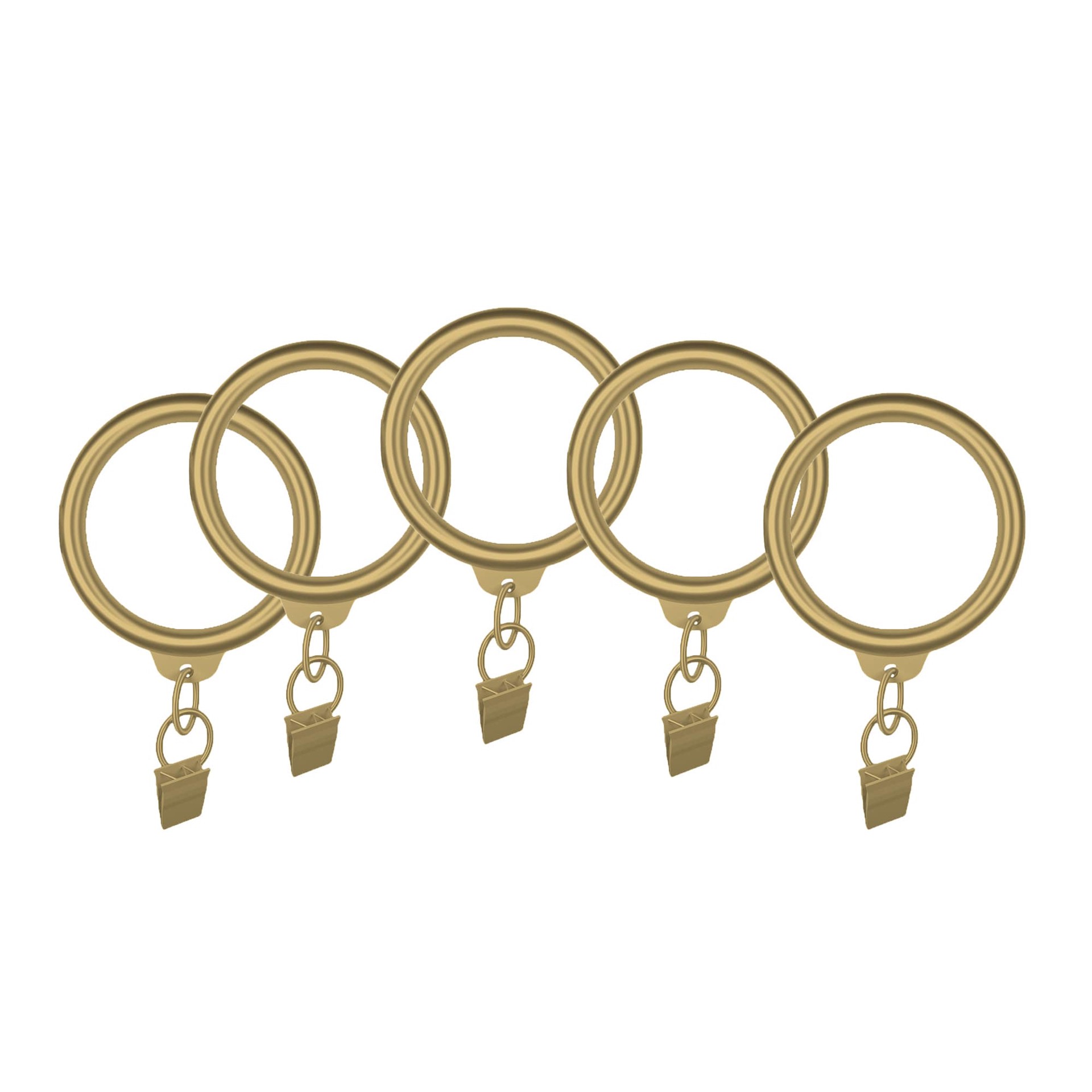 slide 1 of 4, allen + roth 10 -Pack 1-in Brushed Gold Aluminum Curtain ring with clip, 1 ct