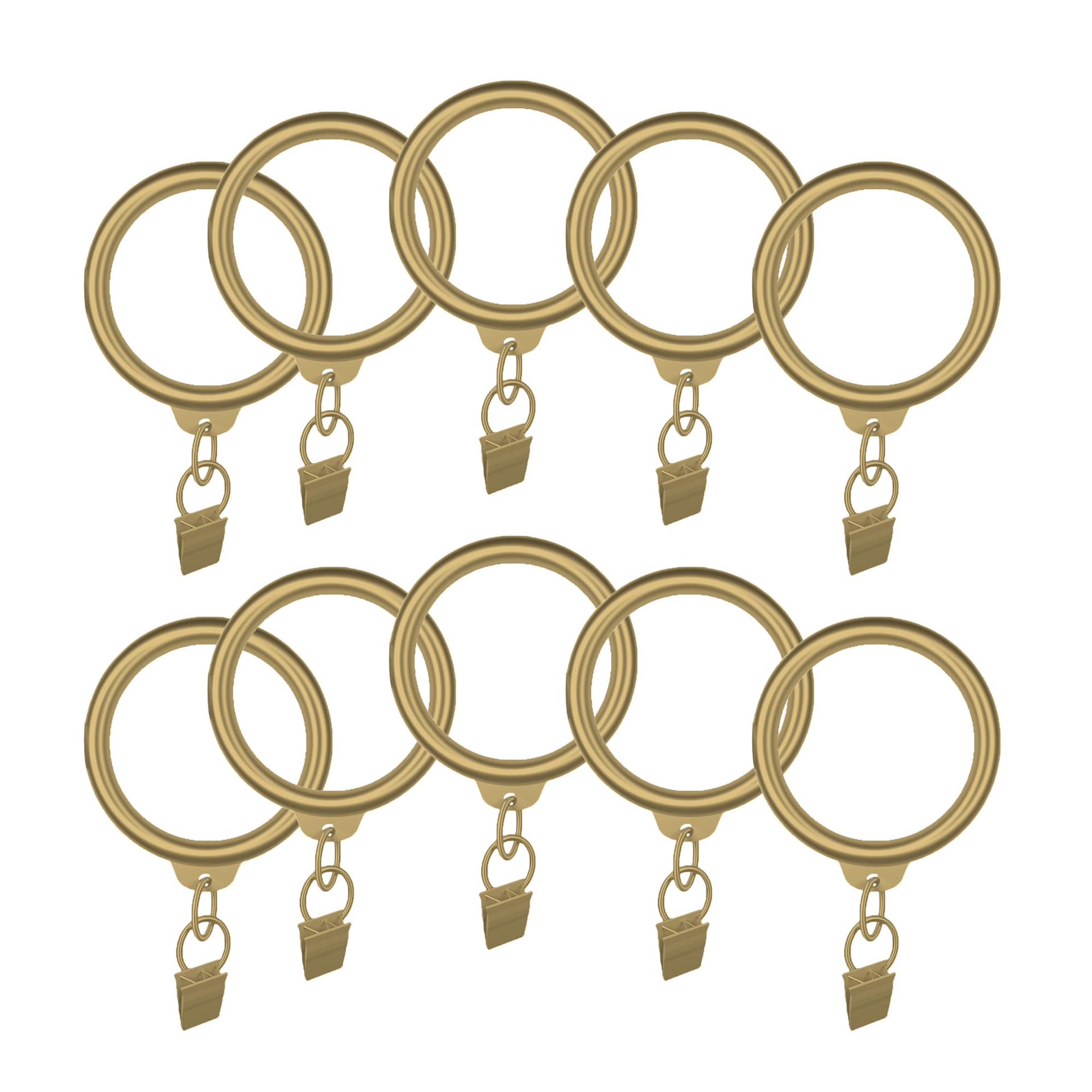 slide 4 of 4, allen + roth 10 -Pack 1-in Brushed Gold Aluminum Curtain ring with clip, 1 ct