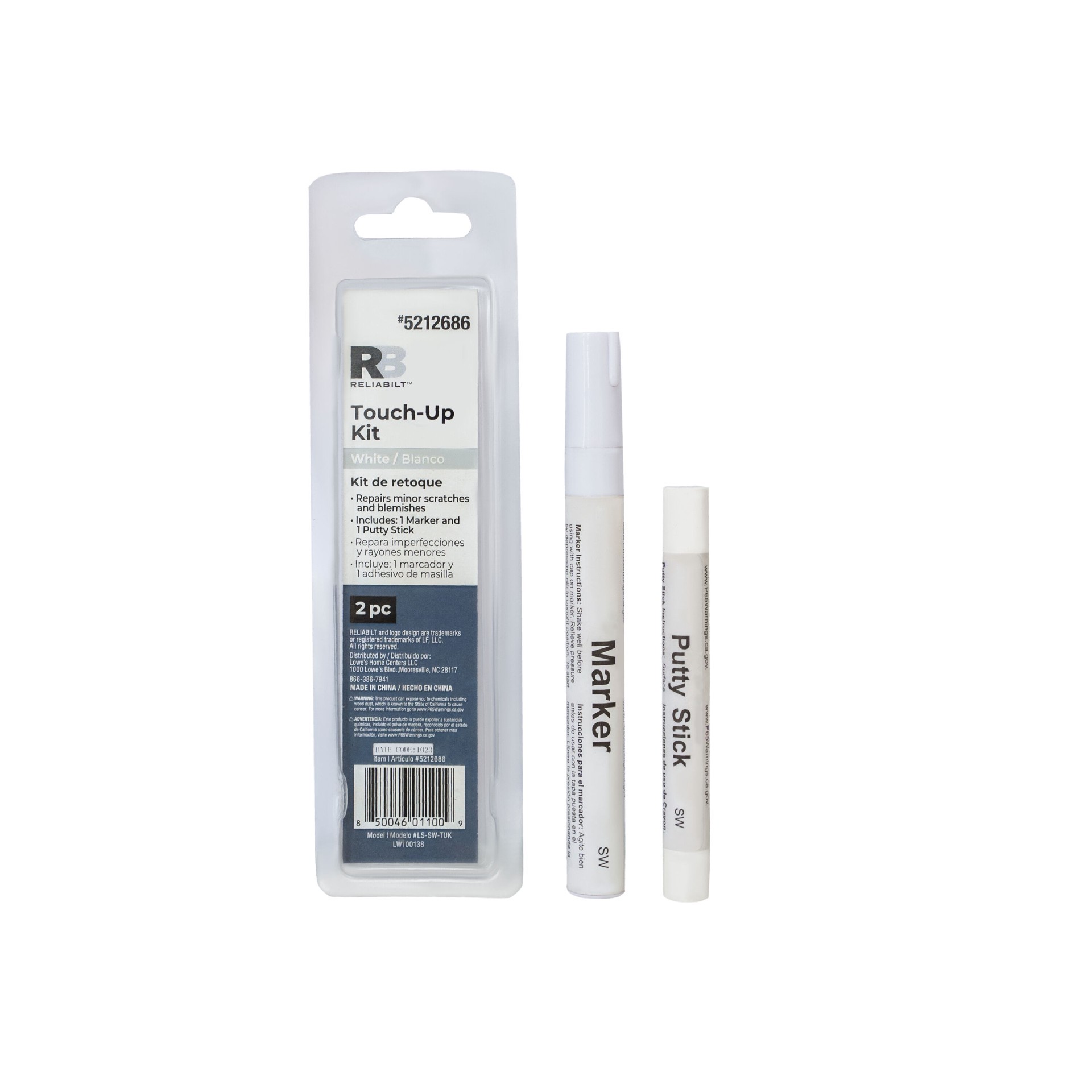 slide 1 of 6, RELIABILT Cabinet Touch-up Kit 7.24-in W x 0.88-in H x 2.01-in D White Painted, 1 ct