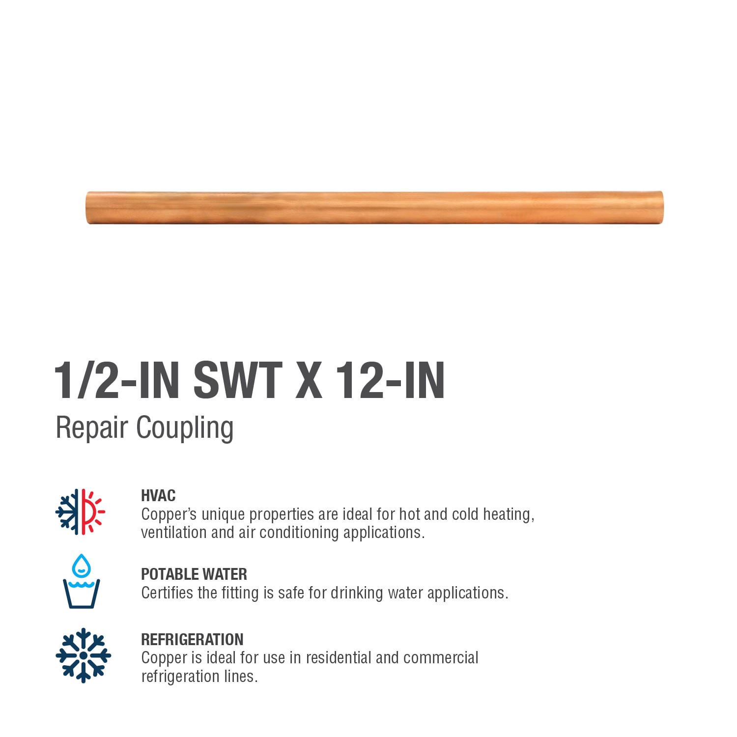 slide 4 of 6, Streamline 1/2-in x 1-ft Copper Repair Coupling, 1 ct