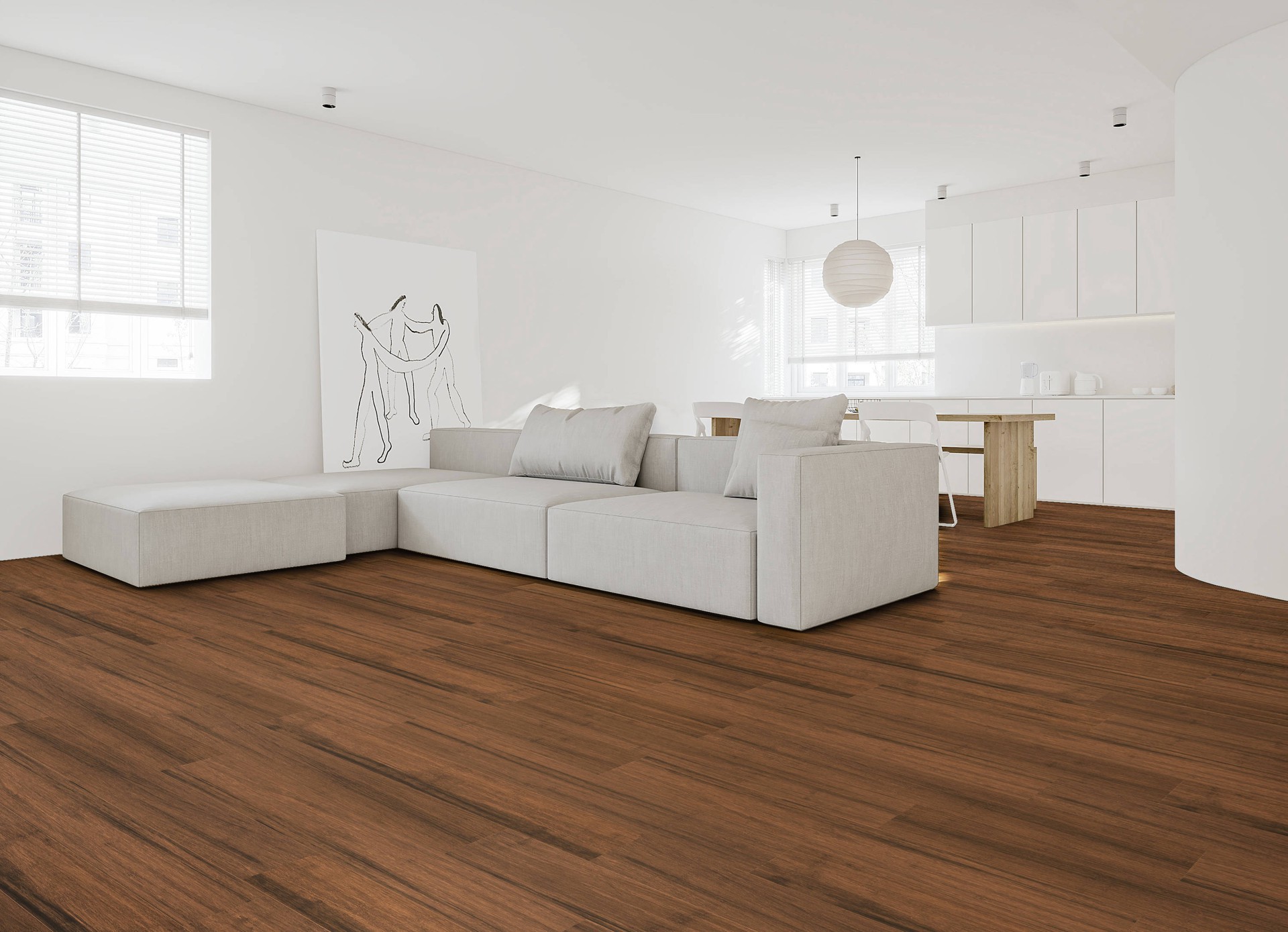 slide 5 of 6, allen + roth Locking Bamboo Hardwood Flooring Rustic Brown Bamboo 3/8-in T x 5-1/8-in W Handscraped Engineered Hardwood Flooring ( 20.49-sq ft / Carton ), 1 ct