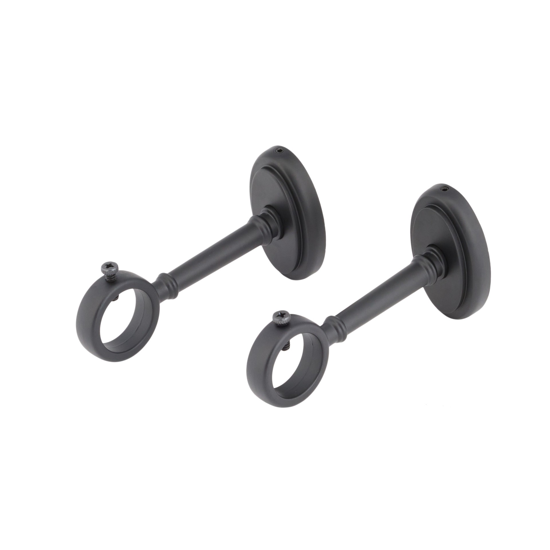 slide 6 of 6, allen + roth 2 -Pack Matte Black Zinc Single curtain rod bracket, 1 ct