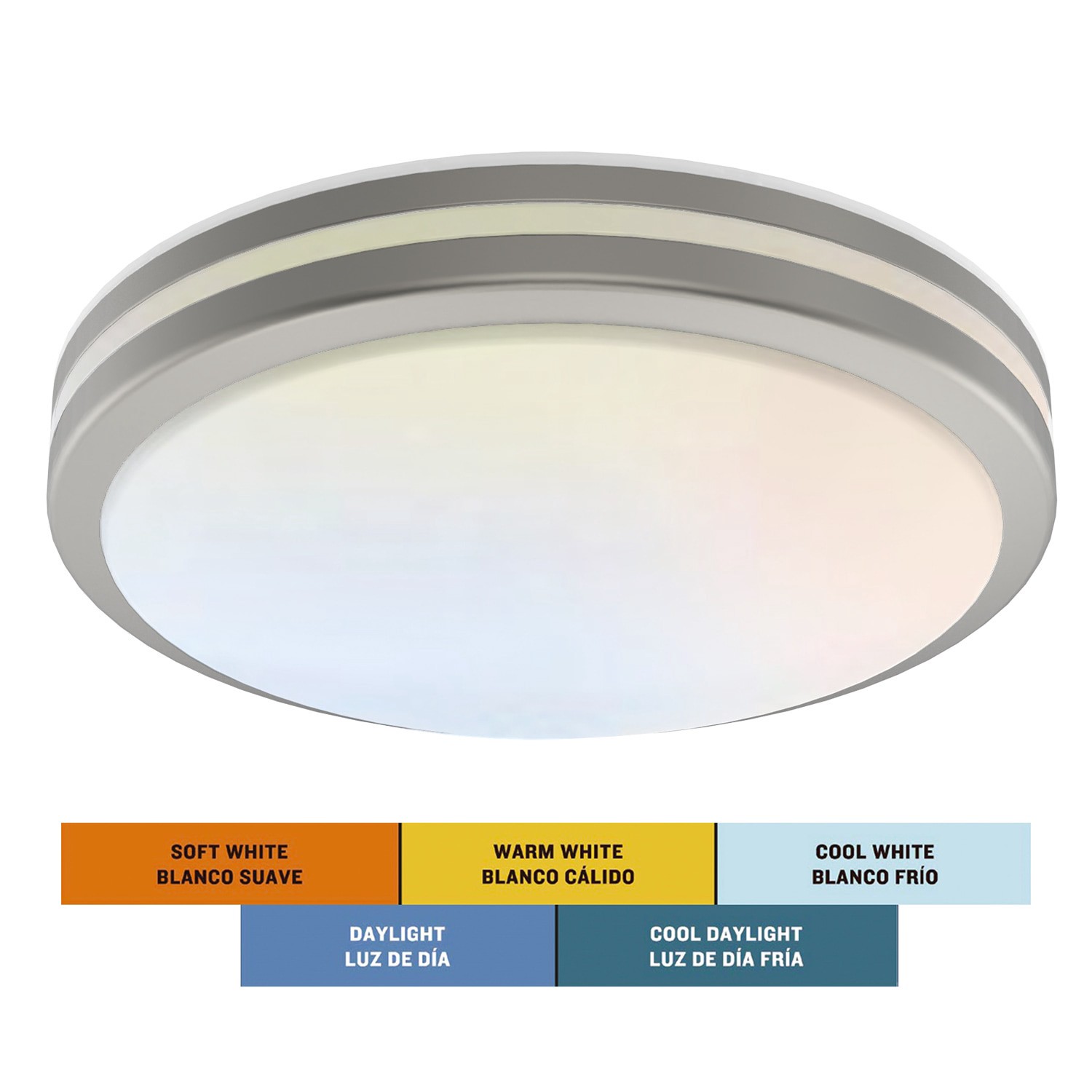 slide 4 of 6, Project Source with Night Light 1 -Light 13-in Brushed Nickel Integrated LED Flush Mount Light, 1 ct