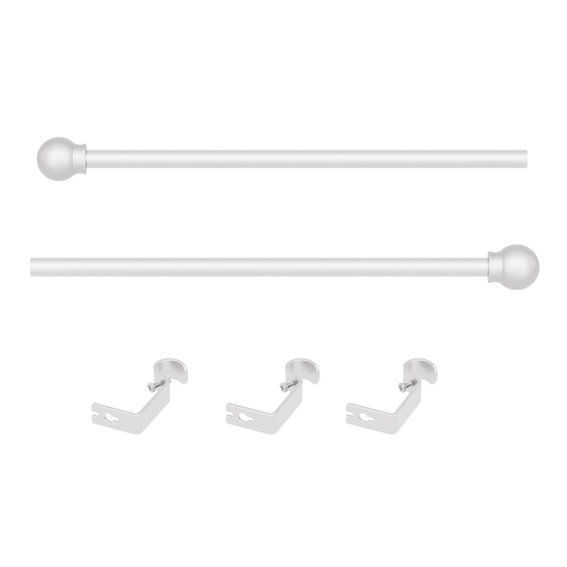 slide 4 of 4, Style Selections 48-in to 84-in Brushed Nickel Steel Single curtain rod with Finials, 1 ct