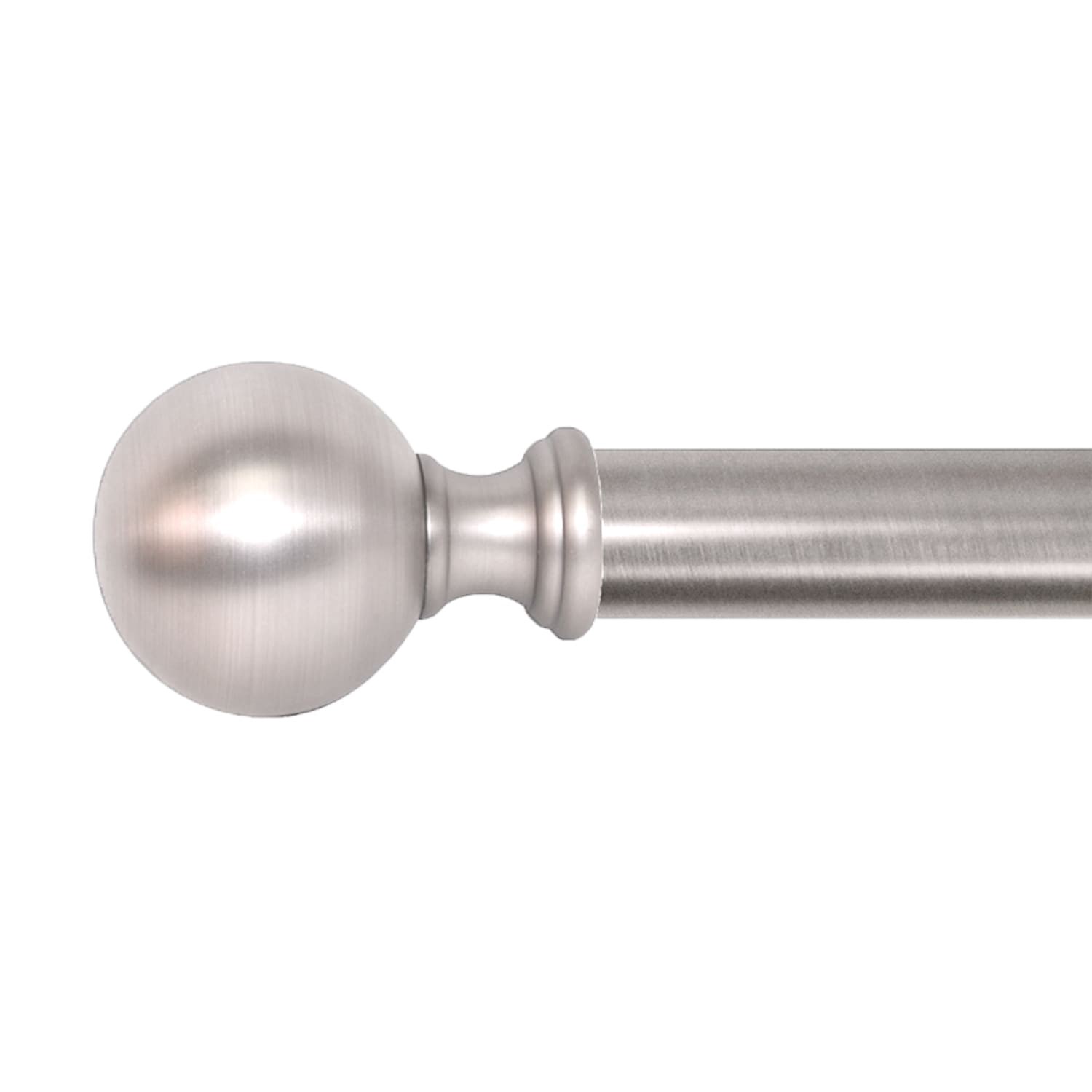 slide 1 of 4, Style Selections 48-in to 84-in Brushed Nickel Steel Single curtain rod with Finials, 1 ct