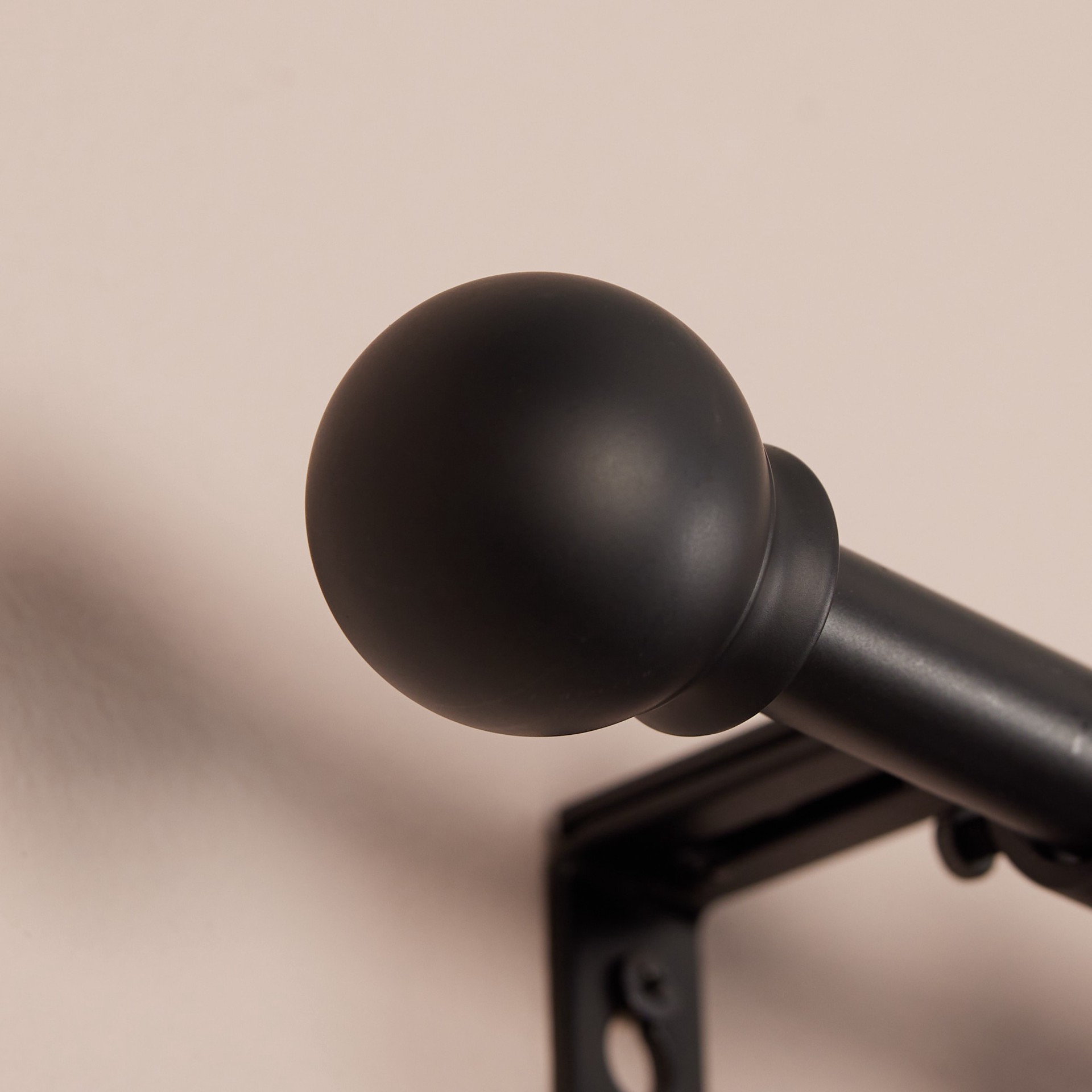 slide 3 of 6, Style Selections 28-in to 48-in Matte Black Steel Single Curtain Rod with Finials, 1 ct