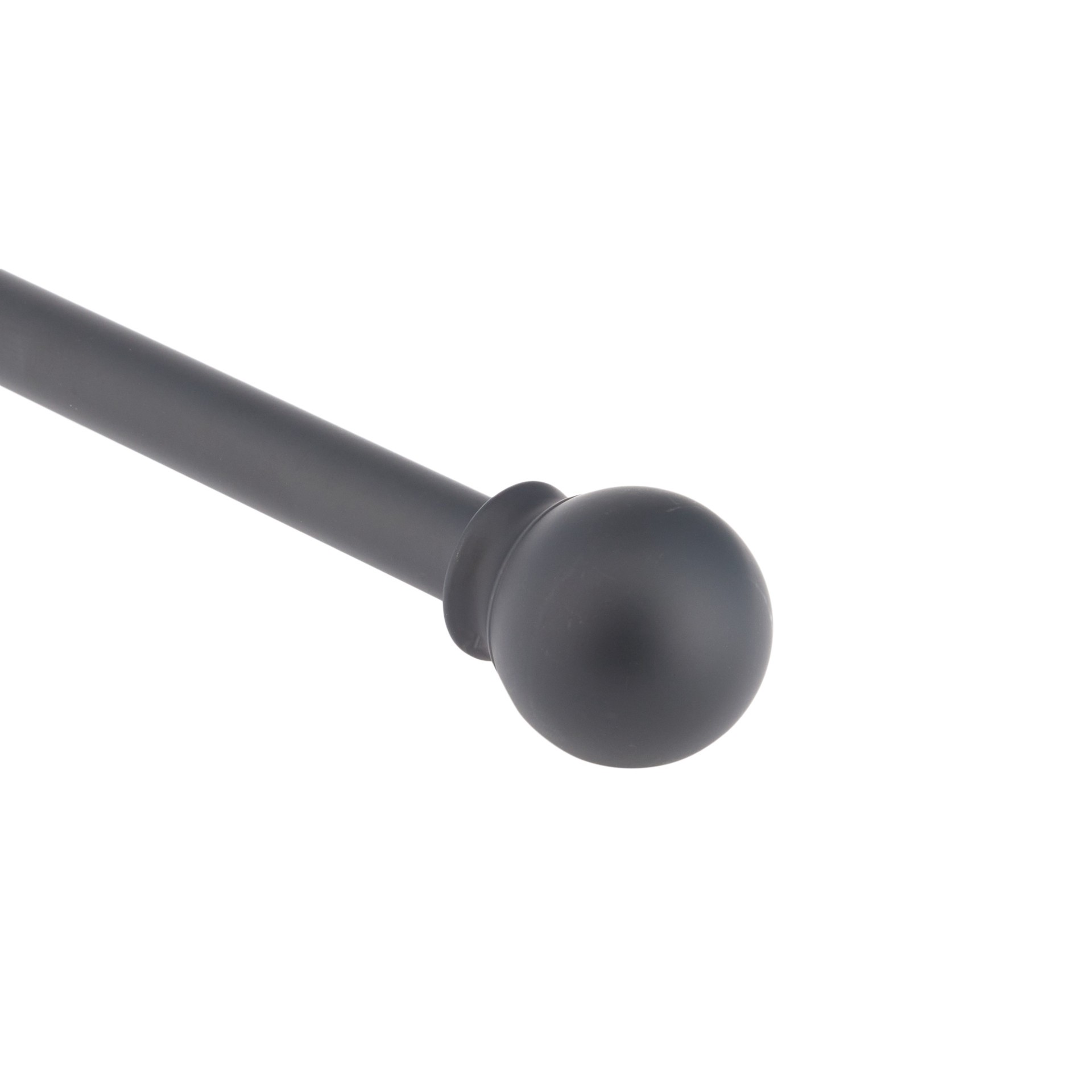 slide 6 of 6, Style Selections 28-in to 48-in Matte Black Steel Single Curtain Rod with Finials, 1 ct