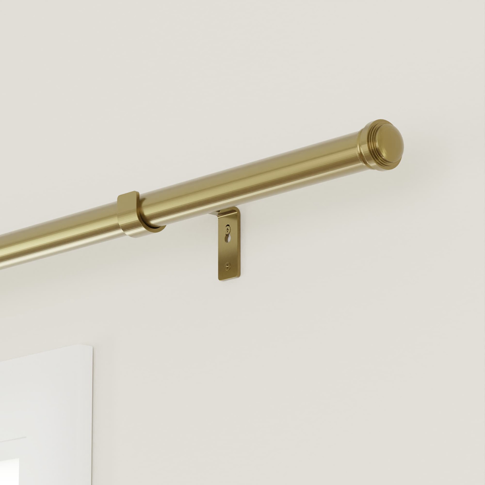 slide 2 of 4, allen + roth Mix Match 36-in to 72-in Brushed Gold Steel Single Curtain Rod, 1 ct