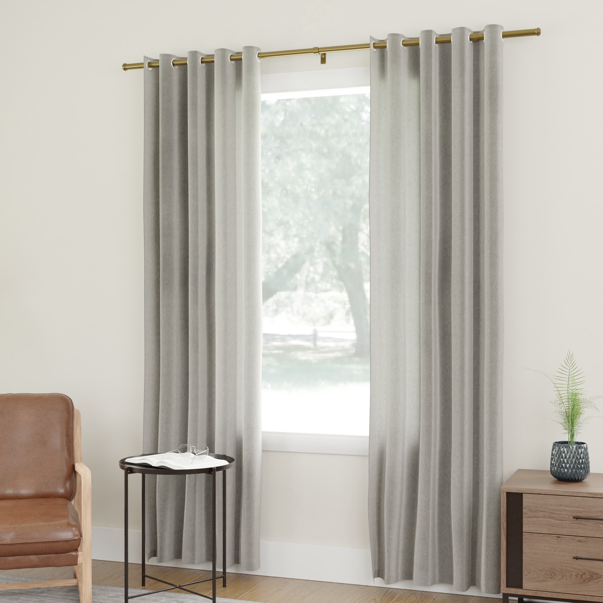 slide 3 of 4, allen + roth Mix Match 36-in to 72-in Brushed Gold Steel Single Curtain Rod, 1 ct