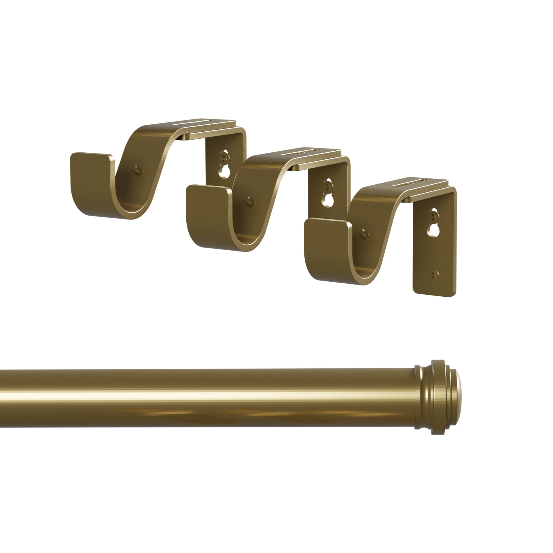 slide 4 of 4, allen + roth Mix Match 36-in to 72-in Brushed Gold Steel Single Curtain Rod, 1 ct