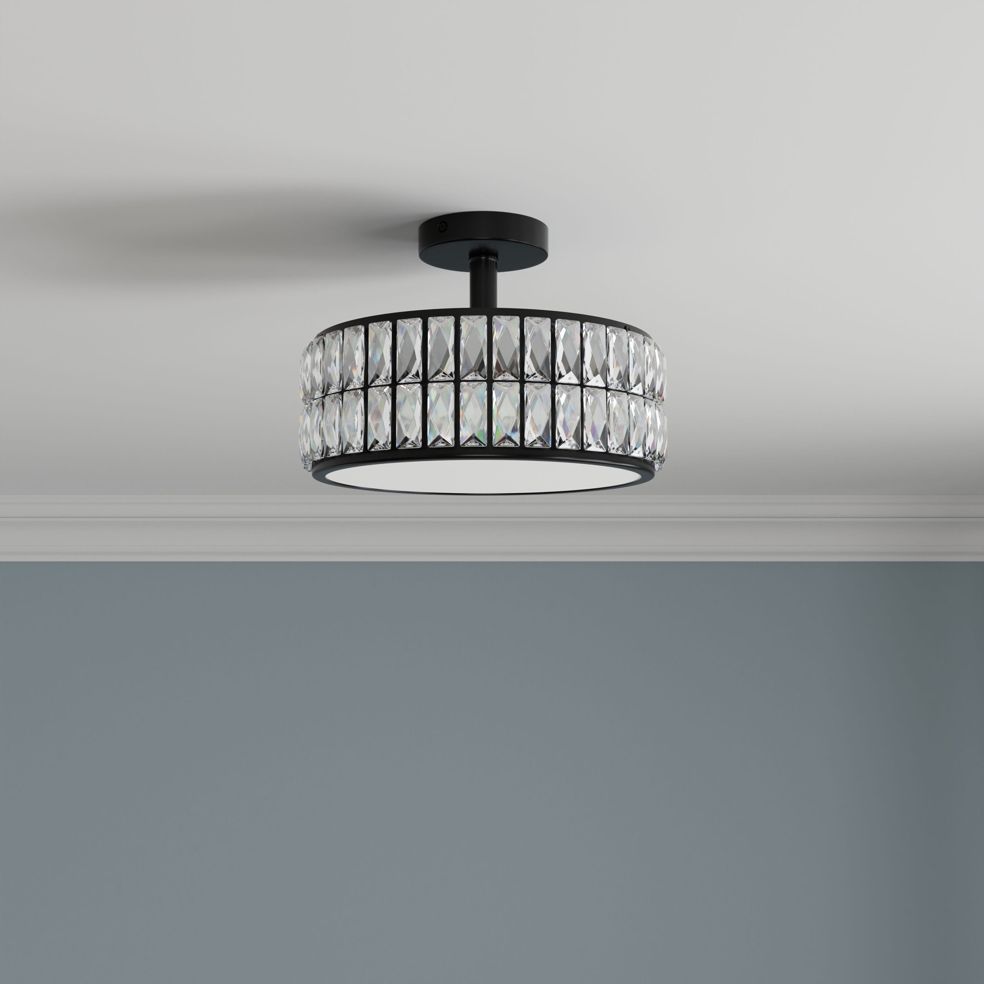 slide 1 of 6, allen + roth Willow 1 -Light 12.72-in Matte Black Integrated LED Semi Flush Mount Light, 1 ct