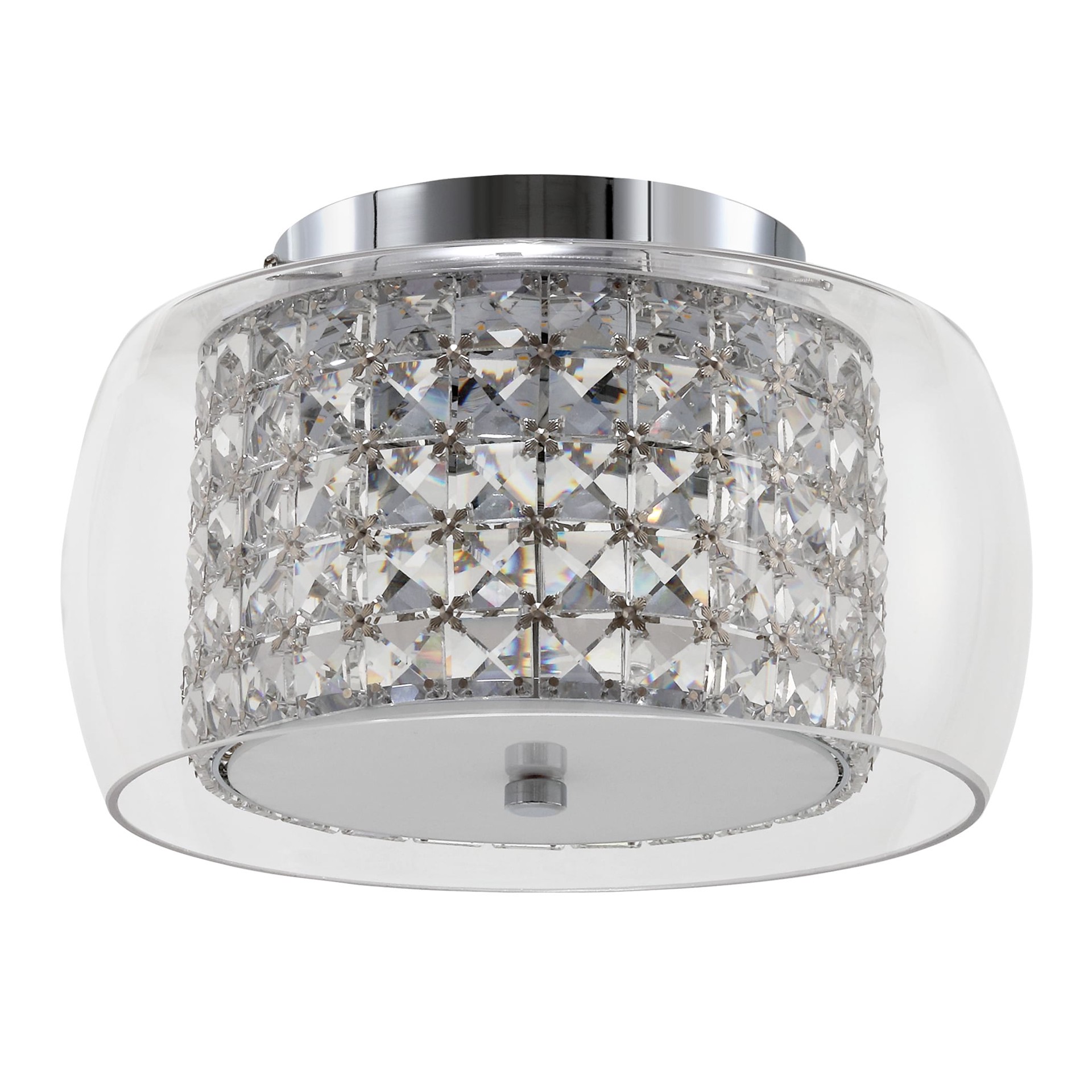 slide 2 of 6, allen + roth Quinn 1 -Light 11 Gloss Chrome Integrated LED Flush Mount Light, 1 ct
