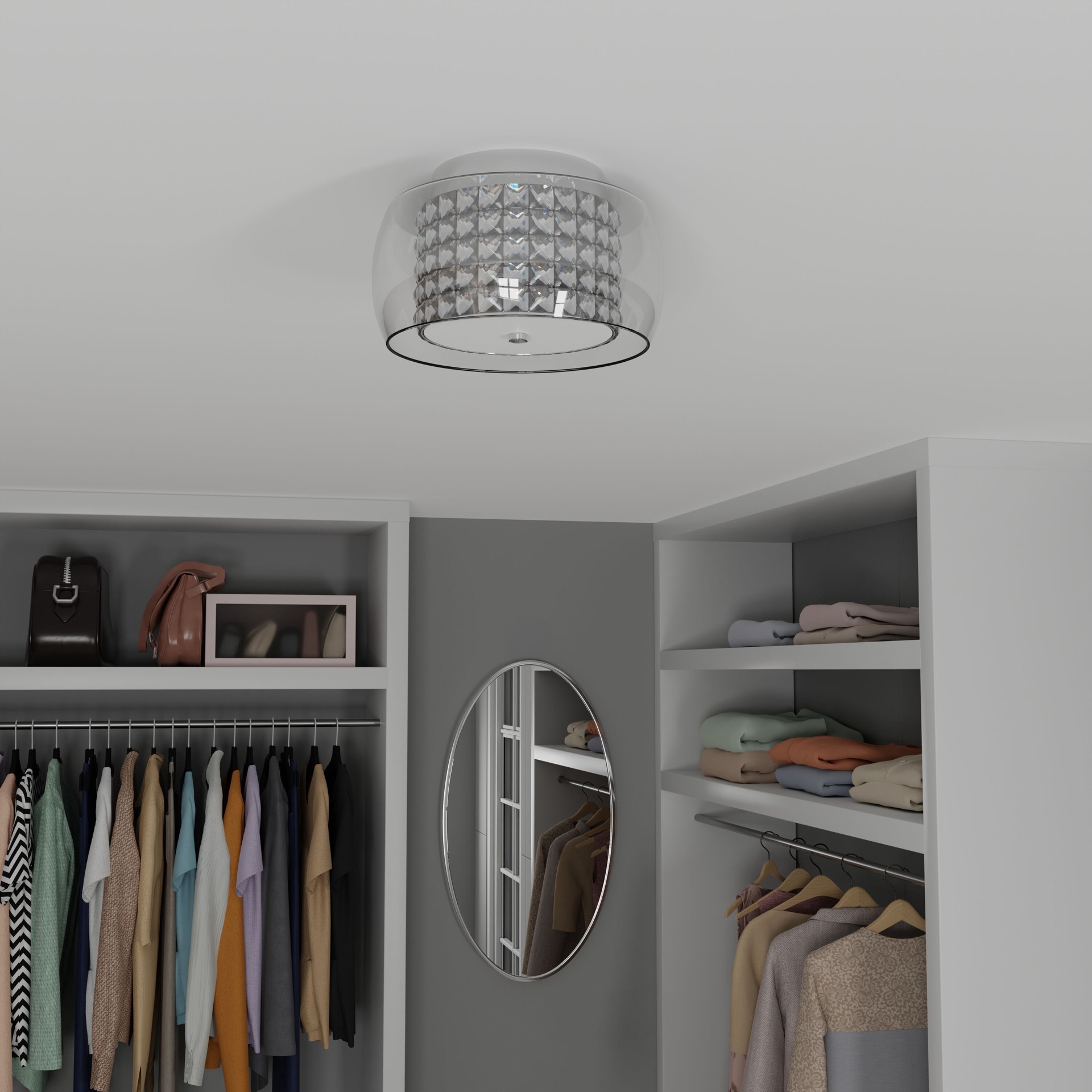 slide 5 of 6, allen + roth Quinn 1 -Light 11 Gloss Chrome Integrated LED Flush Mount Light, 1 ct