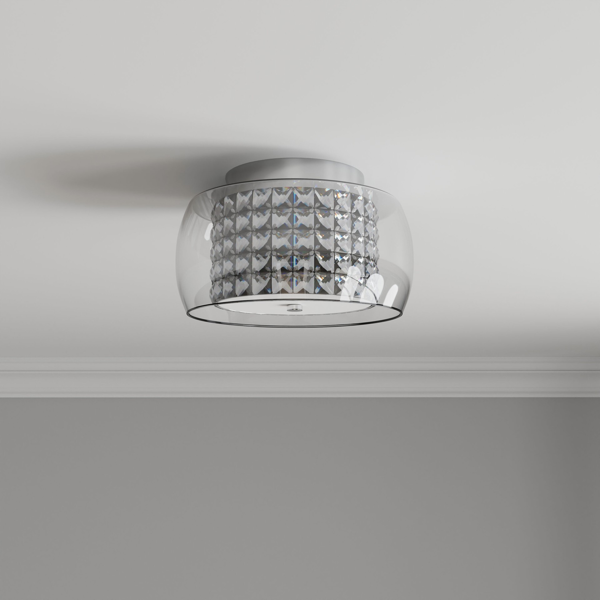 slide 1 of 6, allen + roth Quinn 1 -Light 11 Gloss Chrome Integrated LED Flush Mount Light, 1 ct