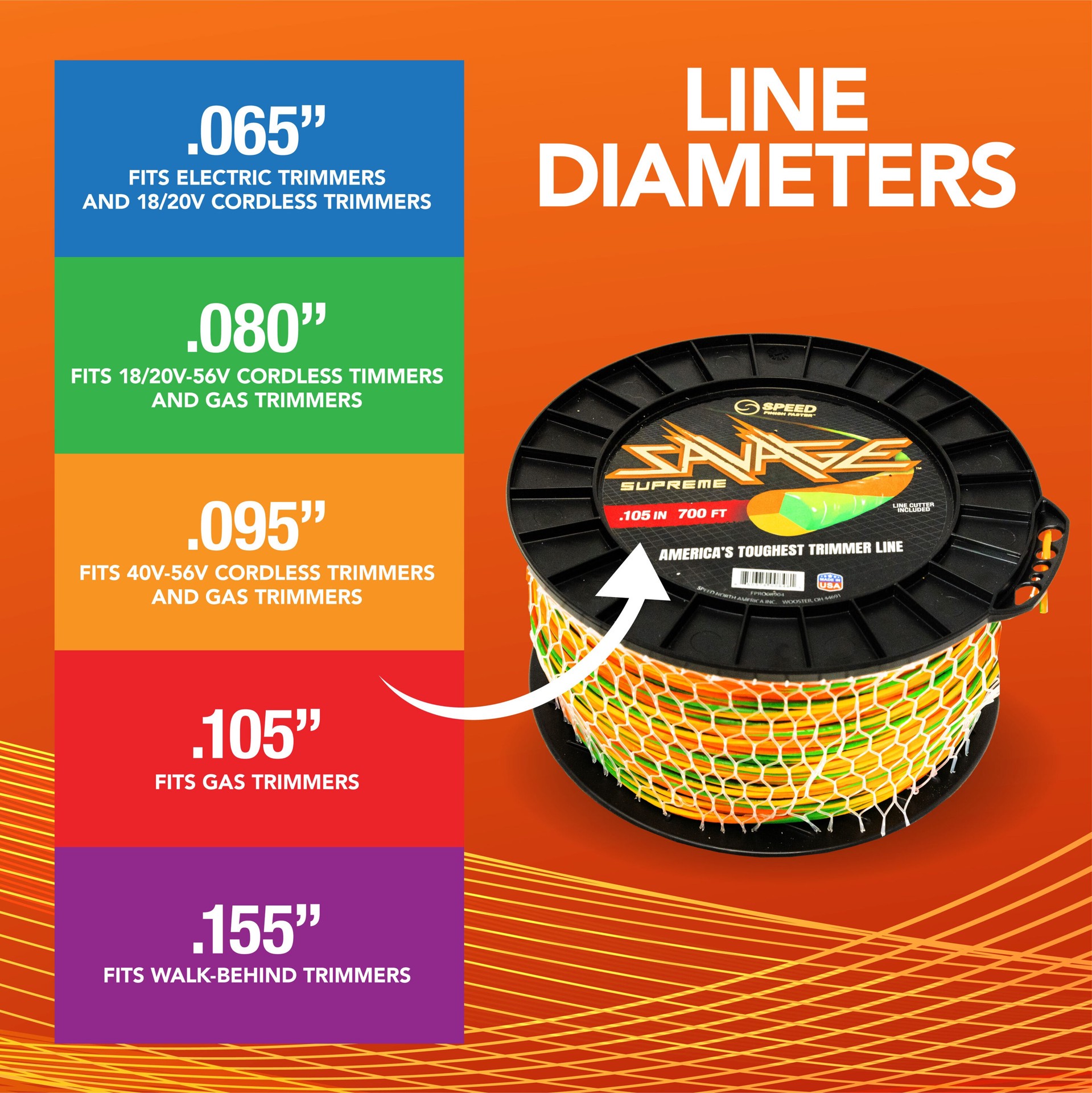 slide 4 of 6, SPEED Savage Supreme 0.105-in x 700-ft Bulk reel Trimmer Line, 1 ct