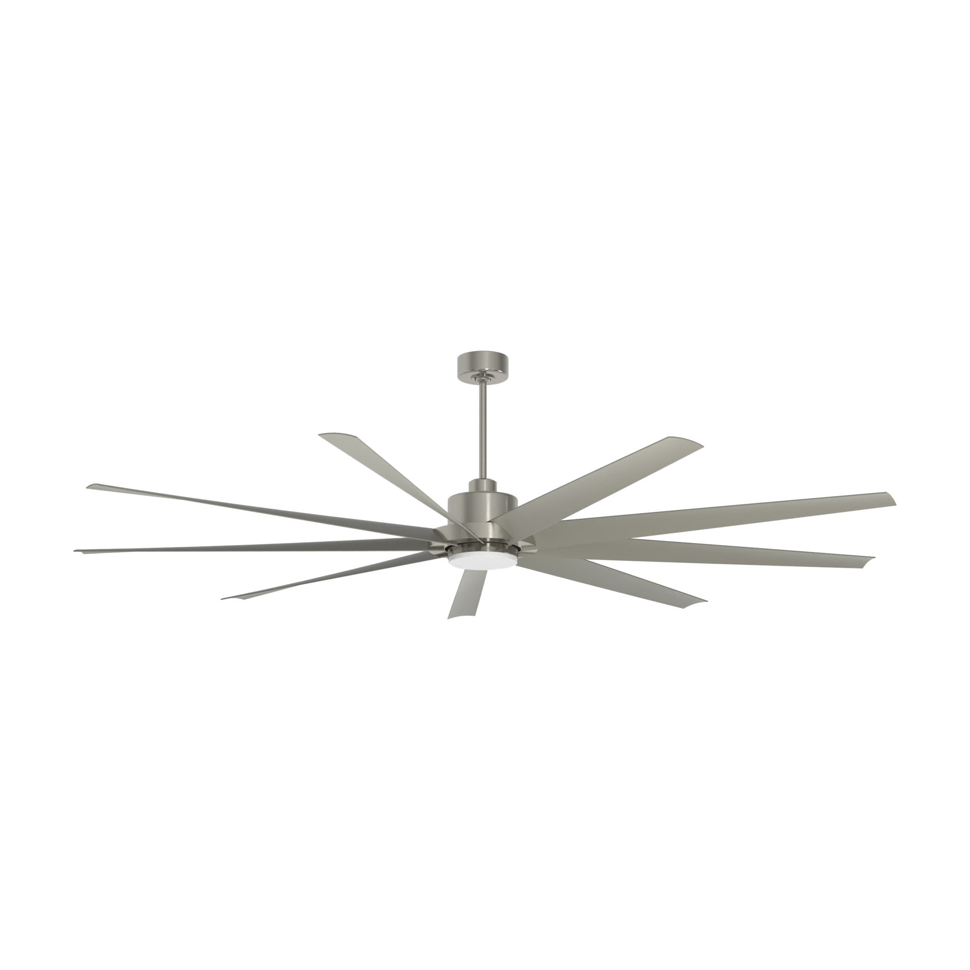 slide 6 of 6, Fanimation Studio Collection EightyFour 84-in Brushed Nickel with Brushed Nickel Blades Color-Changing Integrated LED Covered Outdoor Ceiling Fan With Light 9 -Blade, 1 ct
