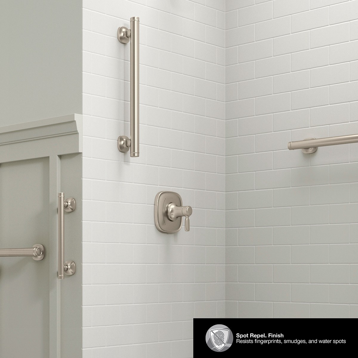 slide 3 of 6, KOHLER Ealing 16-in Vibrant Brushed Nickel Wall Mount ADA Compliant Grab Bar (500-lb Weight Capacity), 1 ct