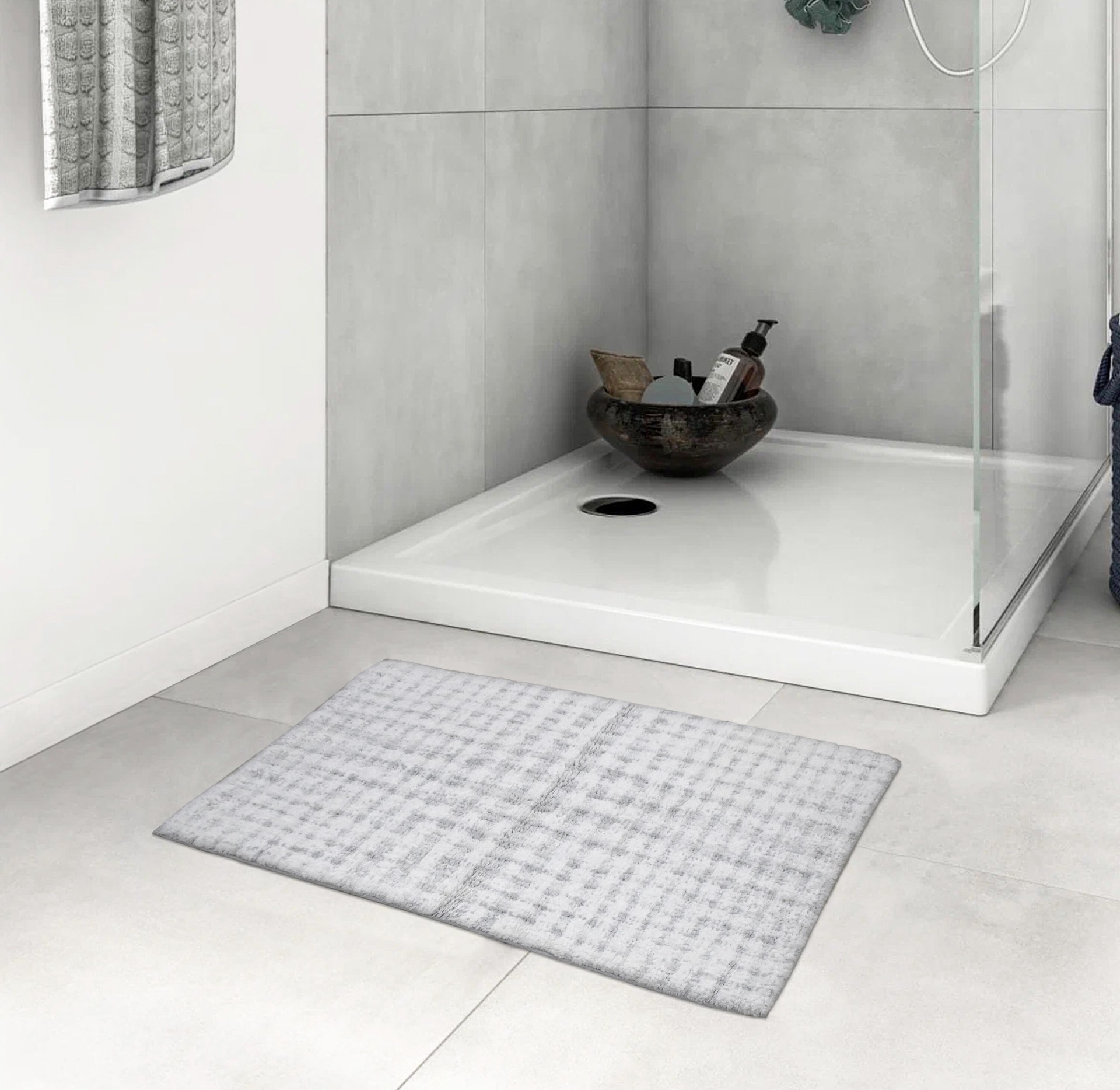 slide 6 of 6, allen + roth 20-in x 32-in Dark Gray Cotton Bath mat, 1 ct