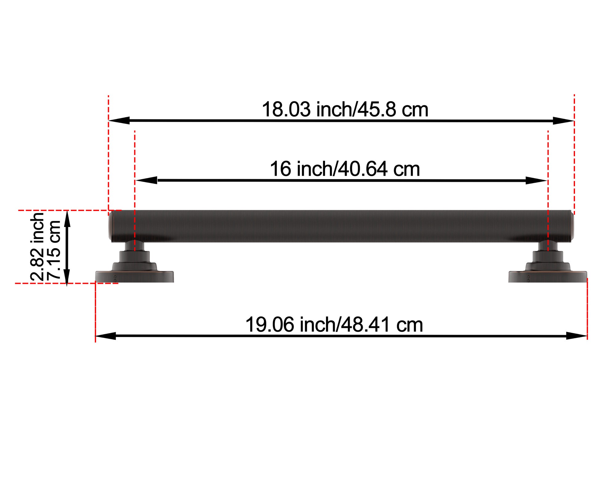 slide 4 of 6, allen + roth Townley 16-in Oil rubbed bronze Wall mount ADA Compliant Grab Bar ( 500-lb Weight Capacity ), 1 ct