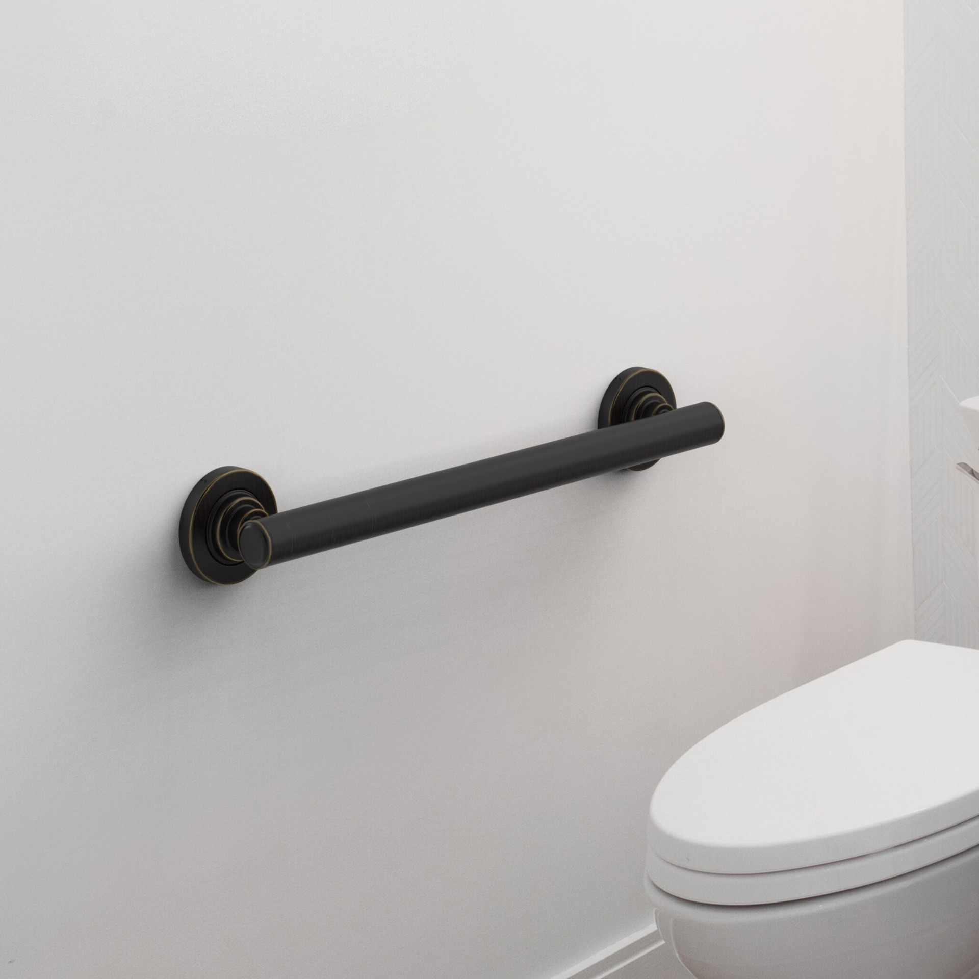 slide 3 of 6, allen + roth Townley 16-in Oil rubbed bronze Wall mount ADA Compliant Grab Bar ( 500-lb Weight Capacity ), 1 ct