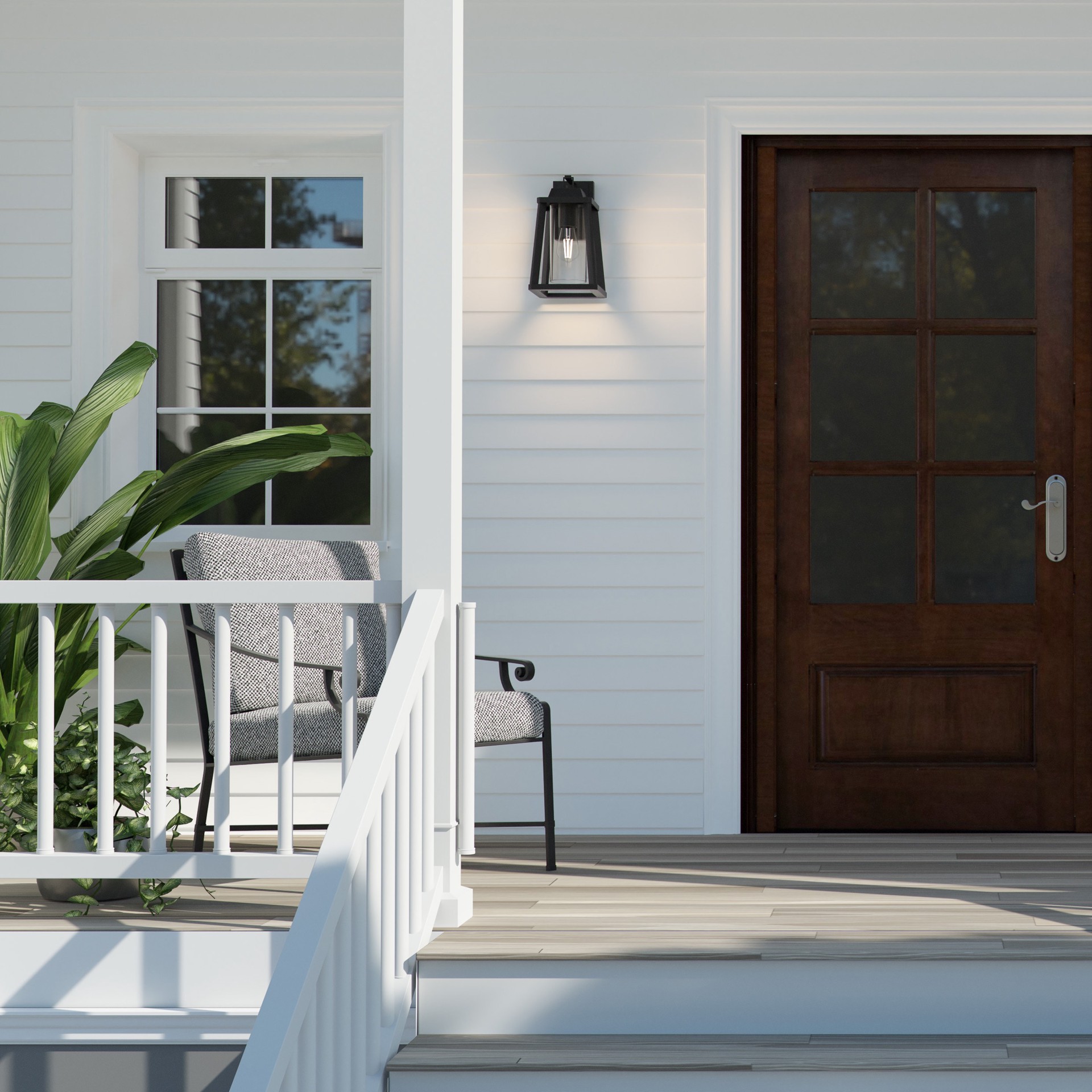 slide 4 of 6, Quoizel Amsted 1 -Light 13.13-in H Matte Black Hardwired Outdoor Wall Light, 1 ct