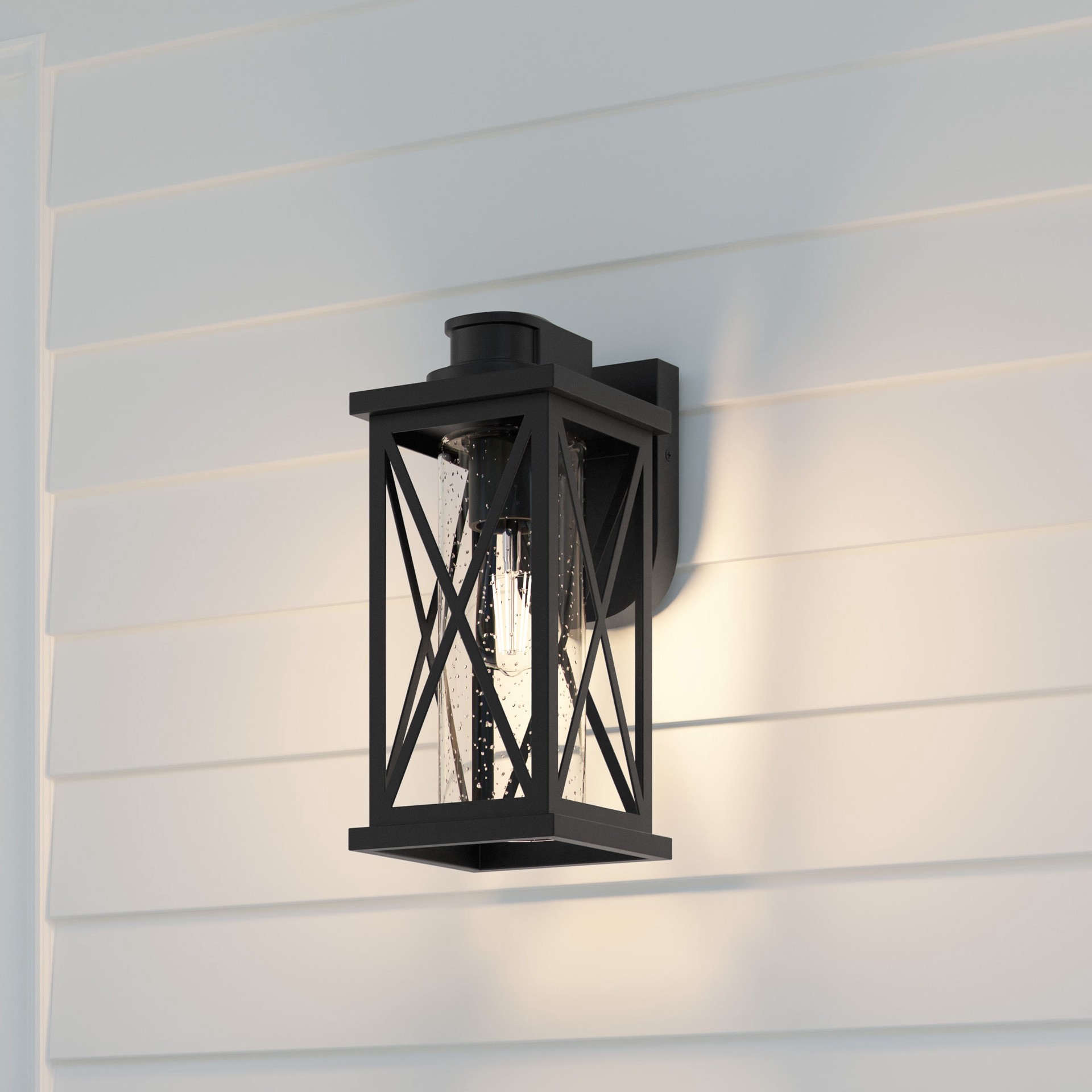 slide 5 of 6, Quoizel Saint Elias 1 -Light 13-in H Matte Black Hardwired Motion Sensor Dusk to Dawn Outdoor Wall Light, 1 ct