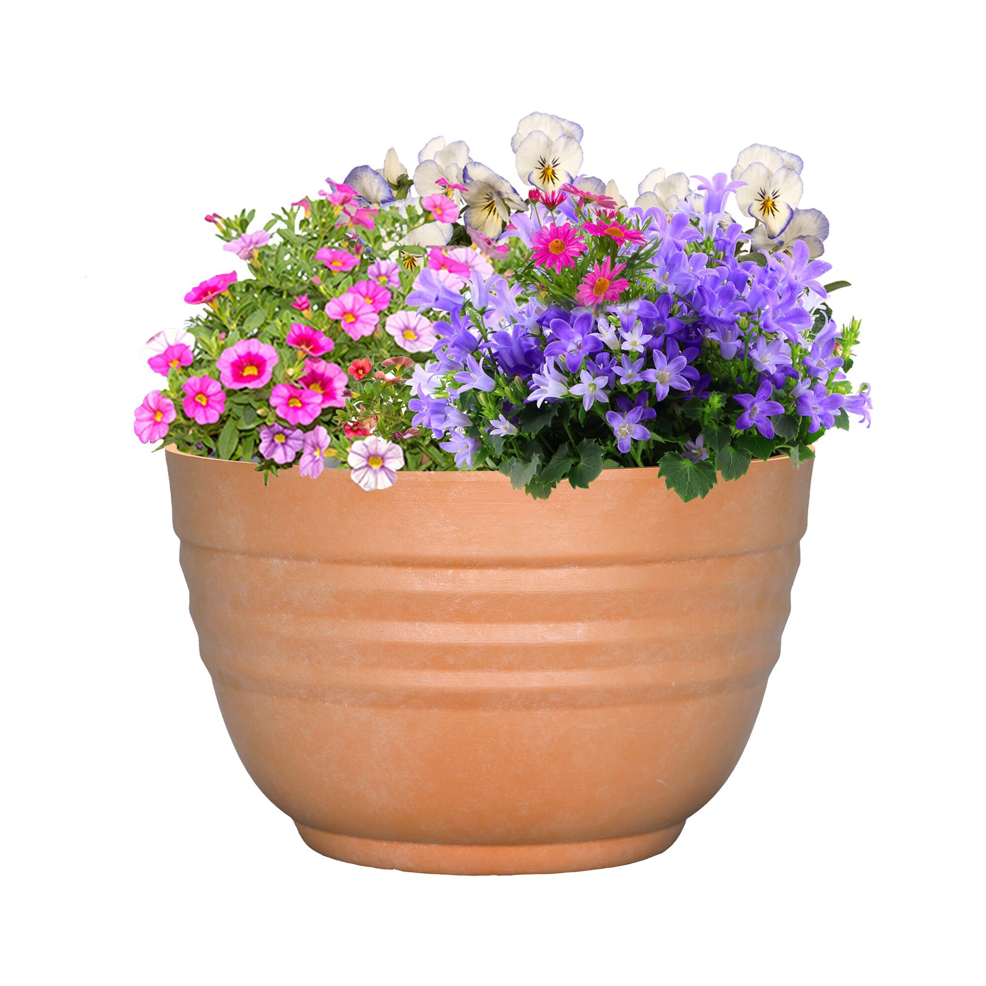 slide 3 of 6, Style Selections 15.4-in W x 9.88-in H Terracotta Resin Contemporary/Modern Indoor/Outdoor Planter, 1 ct