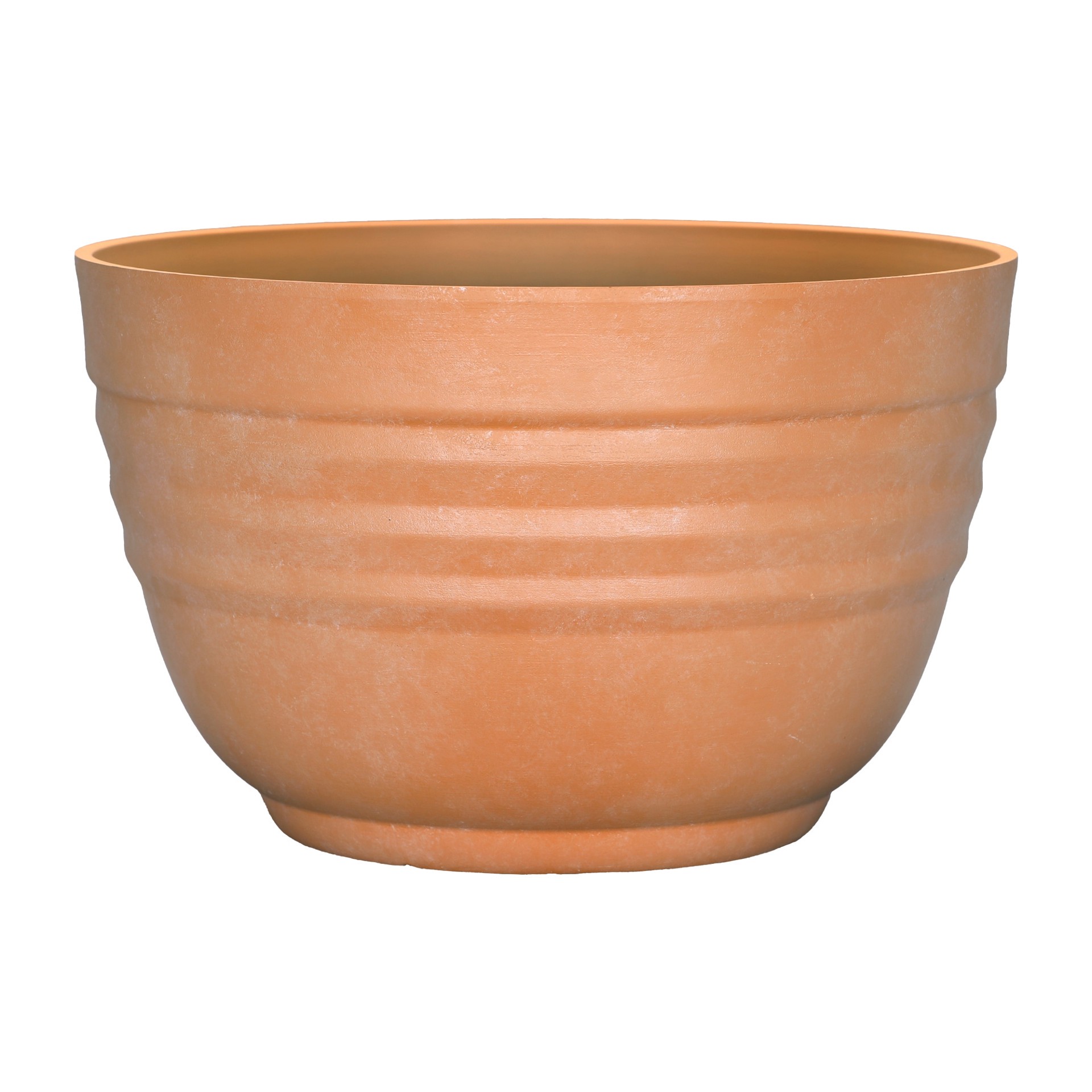 slide 1 of 6, Style Selections 15.4-in W x 9.88-in H Terracotta Resin Contemporary/Modern Indoor/Outdoor Planter, 1 ct