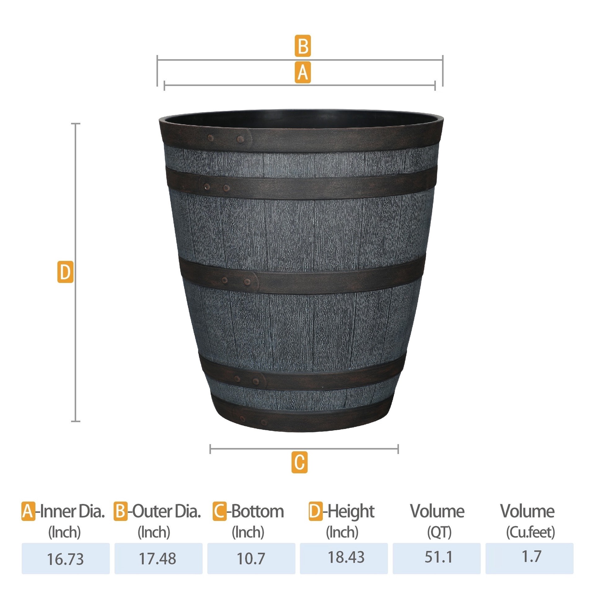slide 2 of 6, Style Selections 16.73-in W x 18.43-in H Gray Resin Rustic Indoor/Outdoor Planter, 1 ct