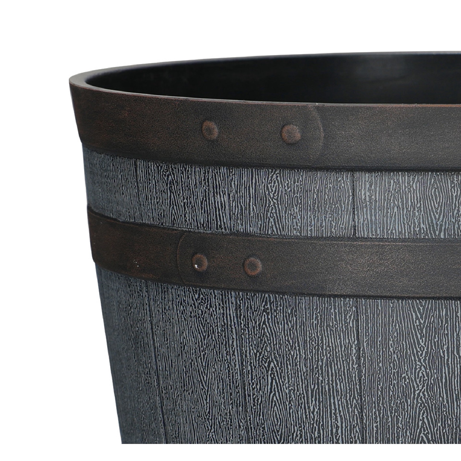 slide 4 of 6, Style Selections 16.73-in W x 18.43-in H Gray Resin Rustic Indoor/Outdoor Planter, 1 ct
