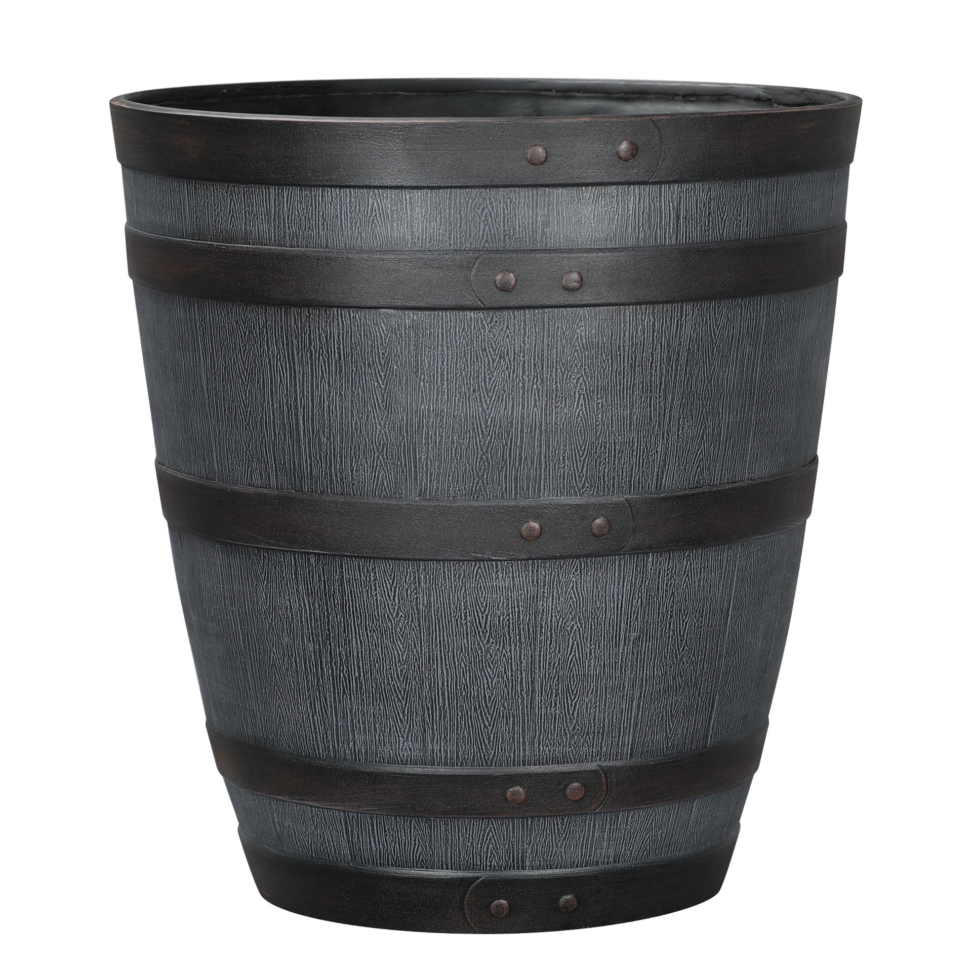 slide 1 of 6, Style Selections 16.73-in W x 18.43-in H Gray Resin Rustic Indoor/Outdoor Planter, 1 ct