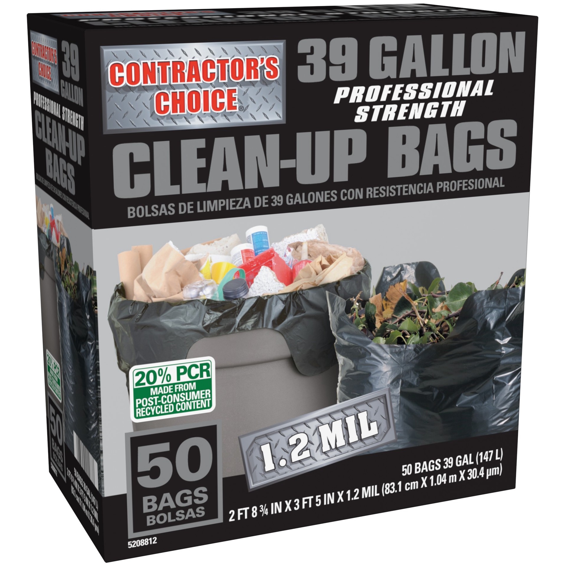 slide 2 of 6, Contractor's Choice Contractor 39-Gallon Scent free Black Outdoor Plastic Construction Flap Tie Trash Bag 50 -Count, 1 ct