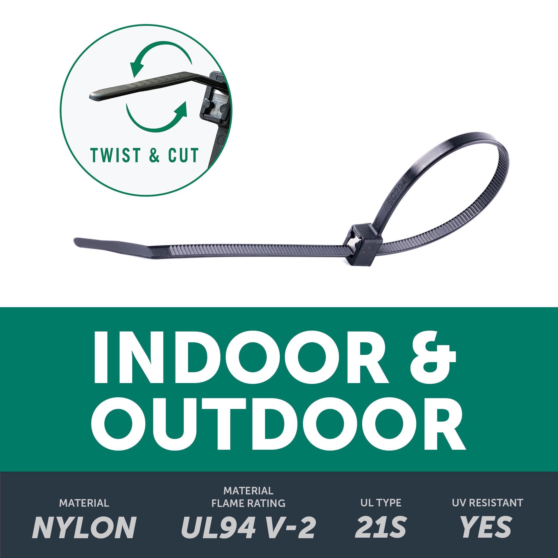 slide 3 of 6, Utilitech 8-in 50.0-lb Tensile Strength Nylon Twist cut cable ties Black with UV Protection 100 -Pack, 1 ct