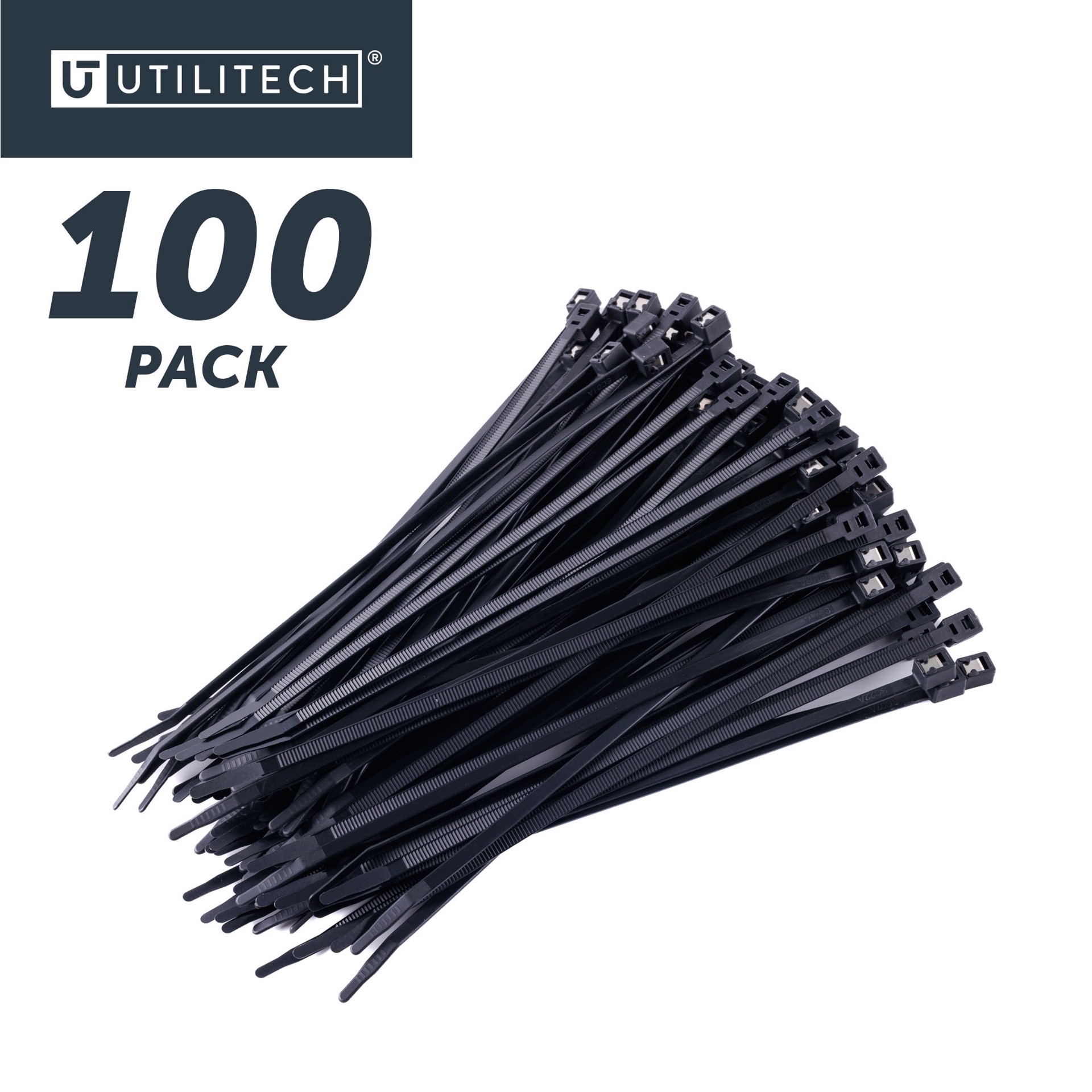 slide 6 of 6, Utilitech 8-in 50.0-lb Tensile Strength Nylon Twist cut cable ties Black with UV Protection 100 -Pack, 1 ct