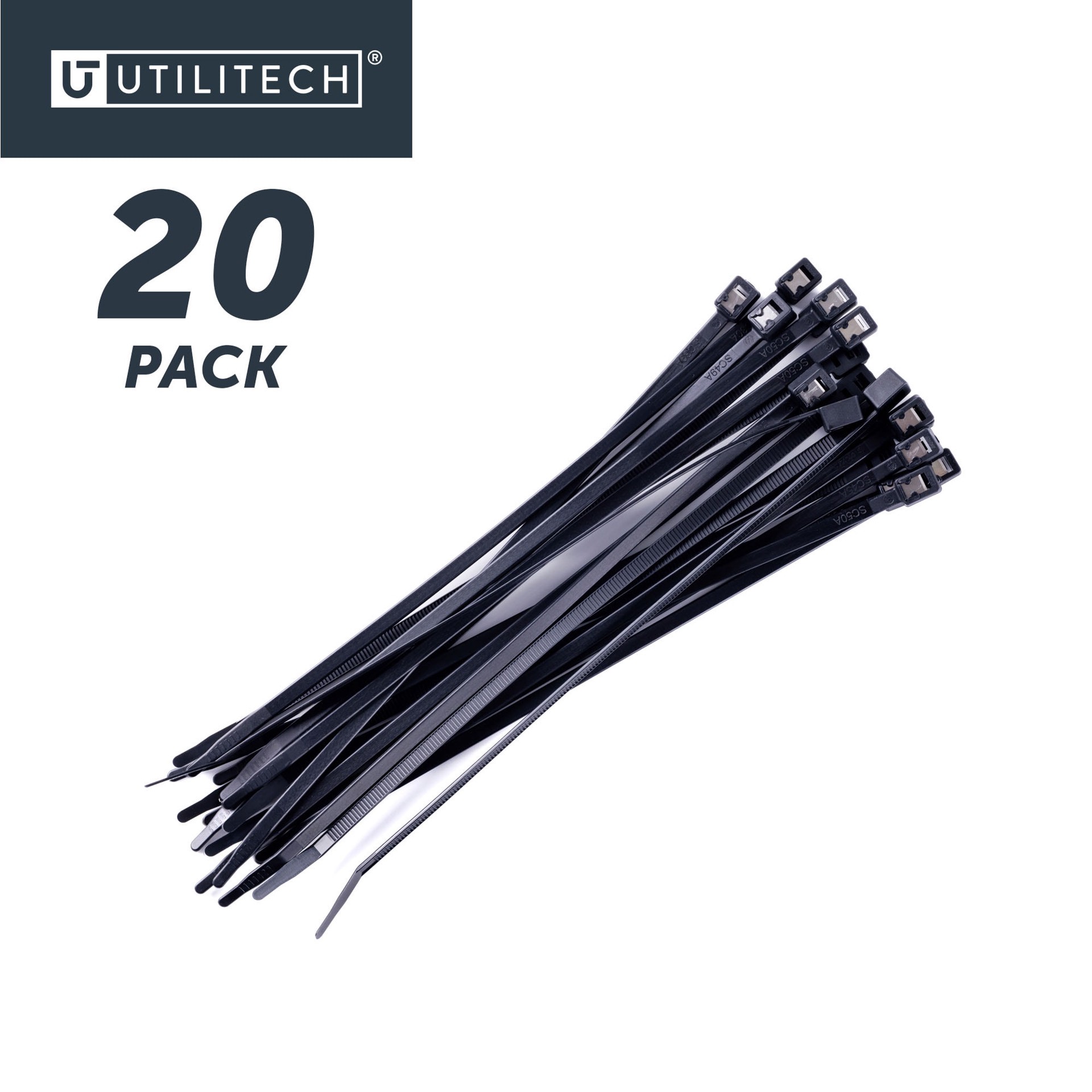 slide 6 of 6, Utilitech 8-in 50.0-lb Tensile Strength Nylon Twist cut cable ties Black with UV Protection 20 -Pack, 1 ct