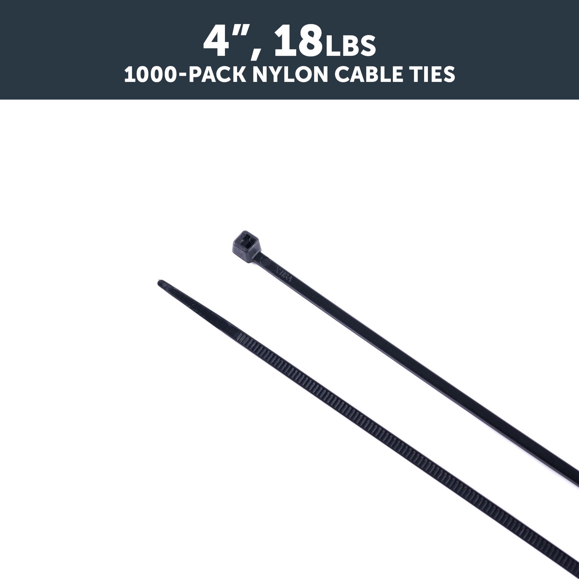 slide 5 of 6, Utilitech 4-in 18.0-lb Tensile Strength Nylon Zip ties Black with UV Protection 1000 -Pack, 1 ct